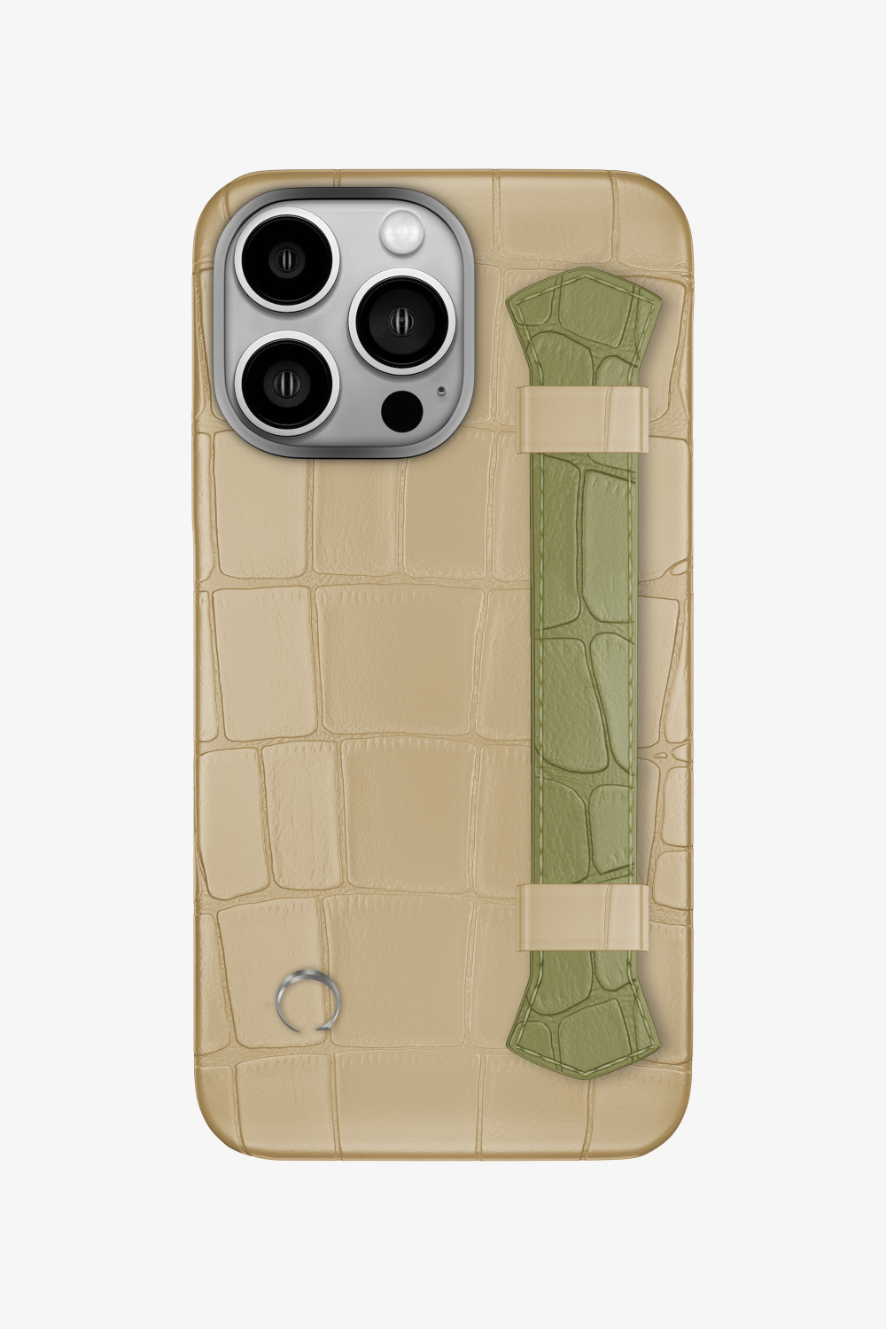 Double Headed Alligator Strap Case for iPhone 14 Pro - Vanilla / Khaki - zollofrance