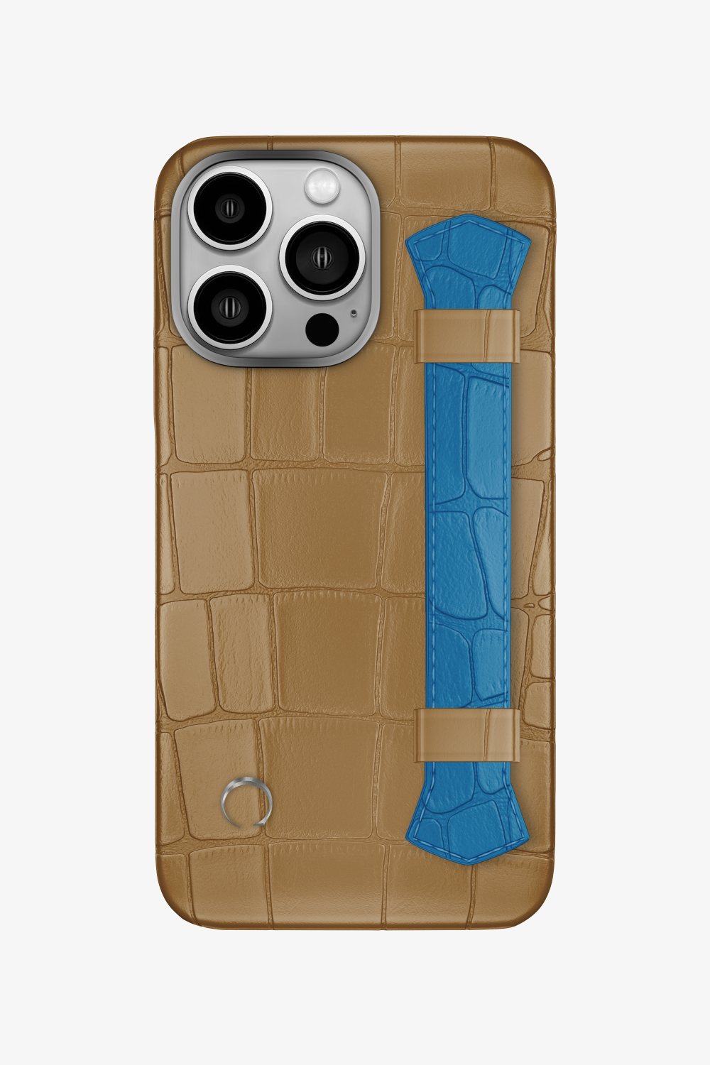 Double Headed Alligator Strap Case for iPhone 14 Pro - Latte / Blue Lagoon - zollofrance