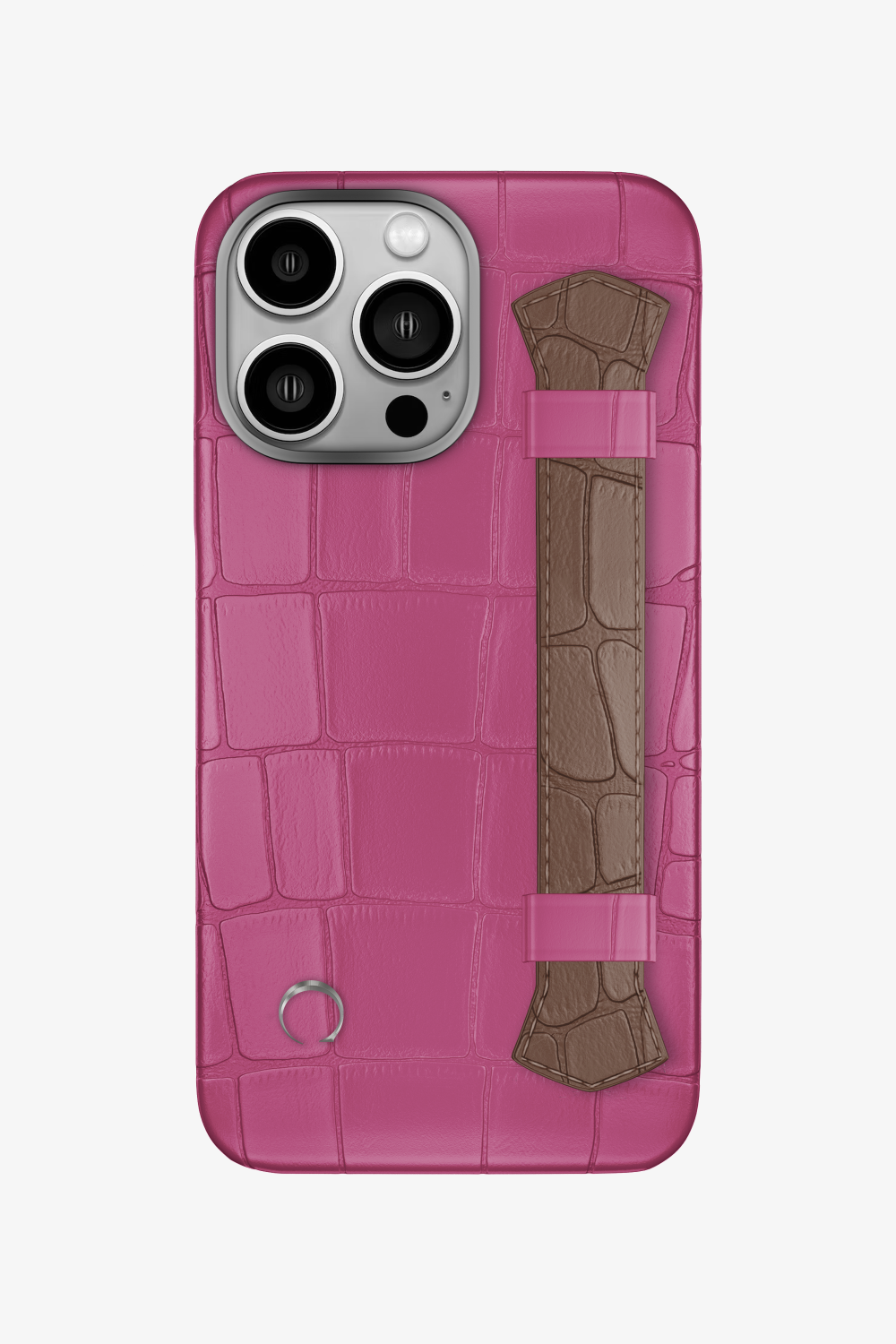 Double Headed Alligator Strap Case for iPhone 14 Pro - Pink Fuchsia / Cocoa - zollofrance