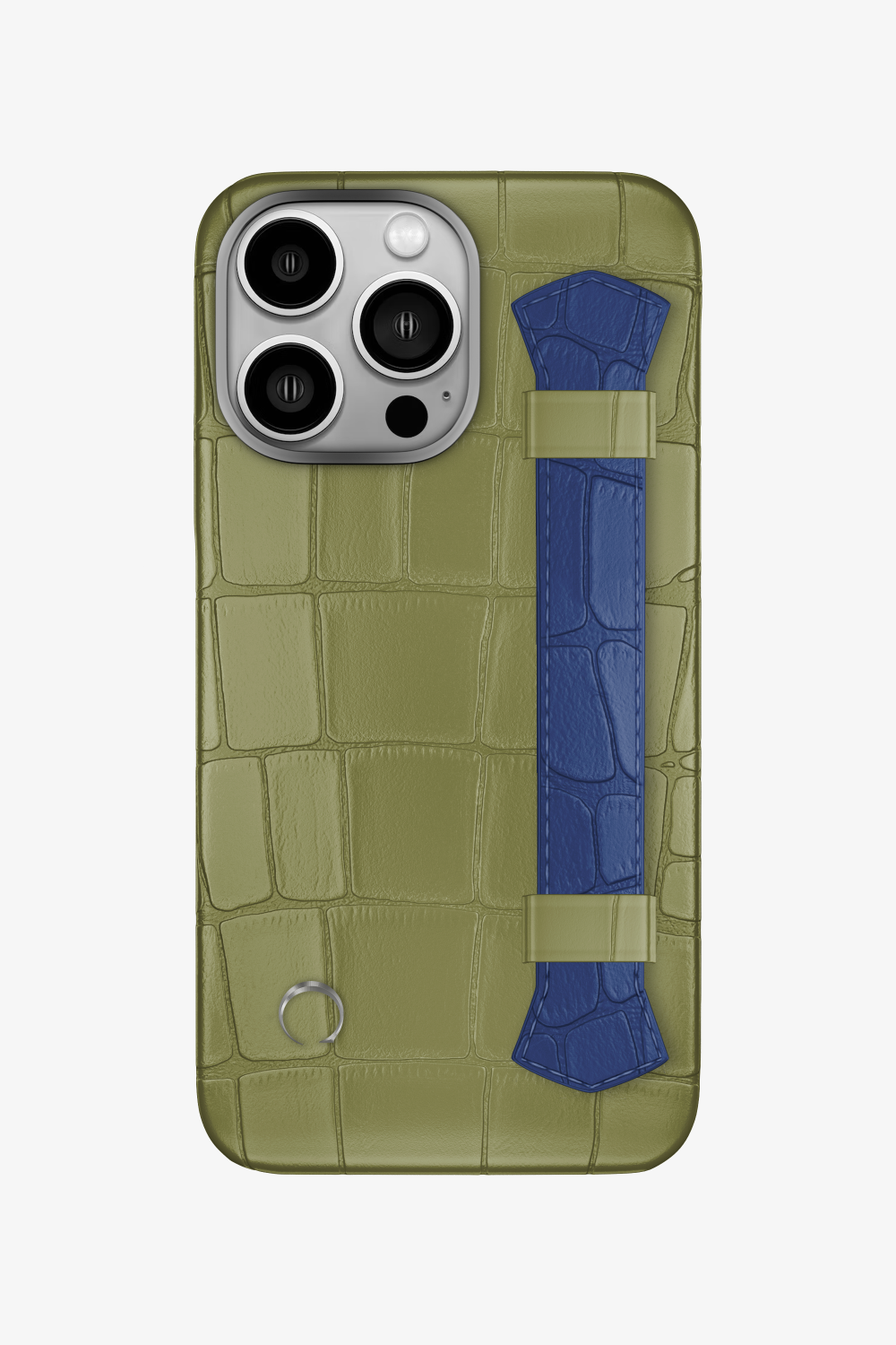 Double Headed Alligator Strap Case for iPhone 14 Pro - Khaki / Navy Blue - zollofrance