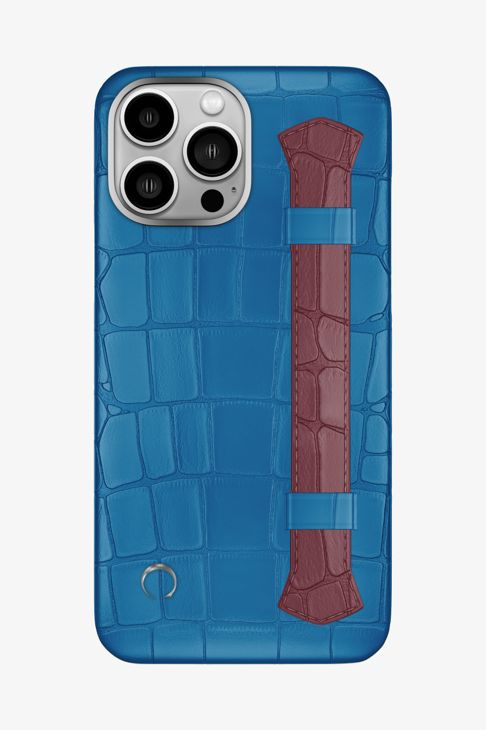 Double Headed Alligator Strap Case for iPhone 15 Pro Max - Blue Lagoon / Burgundy - zollofrance