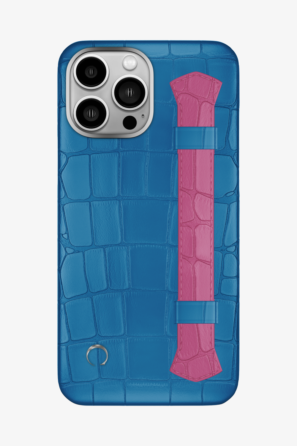 Double Headed Alligator Strap Case for iPhone 14 Pro Max - Blue Lagoon / Pink Fuchsia - zollofrance