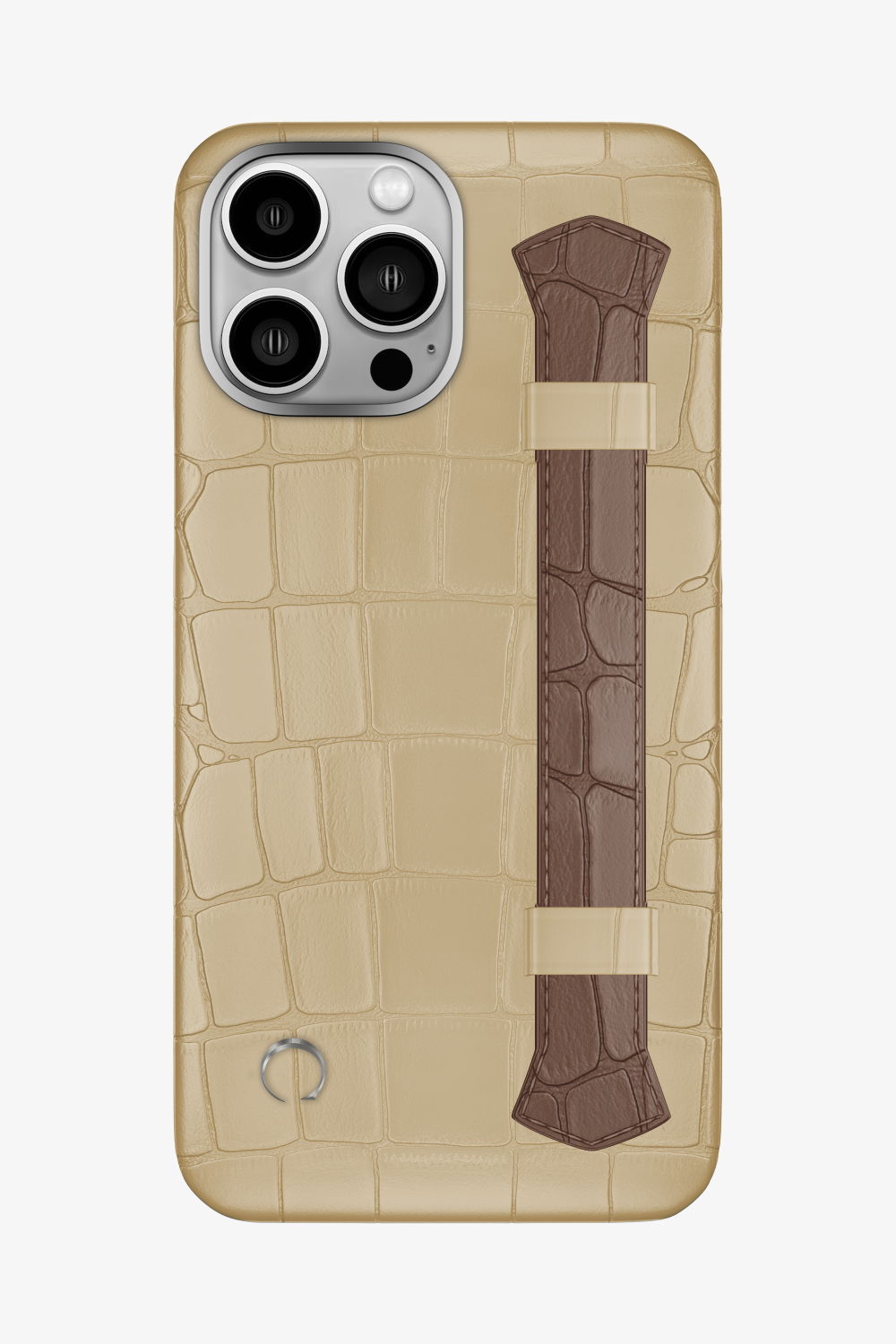 Double Headed Alligator Strap Case for iPhone 14 Pro Max - Vanilla / Cocoa - zollofrance