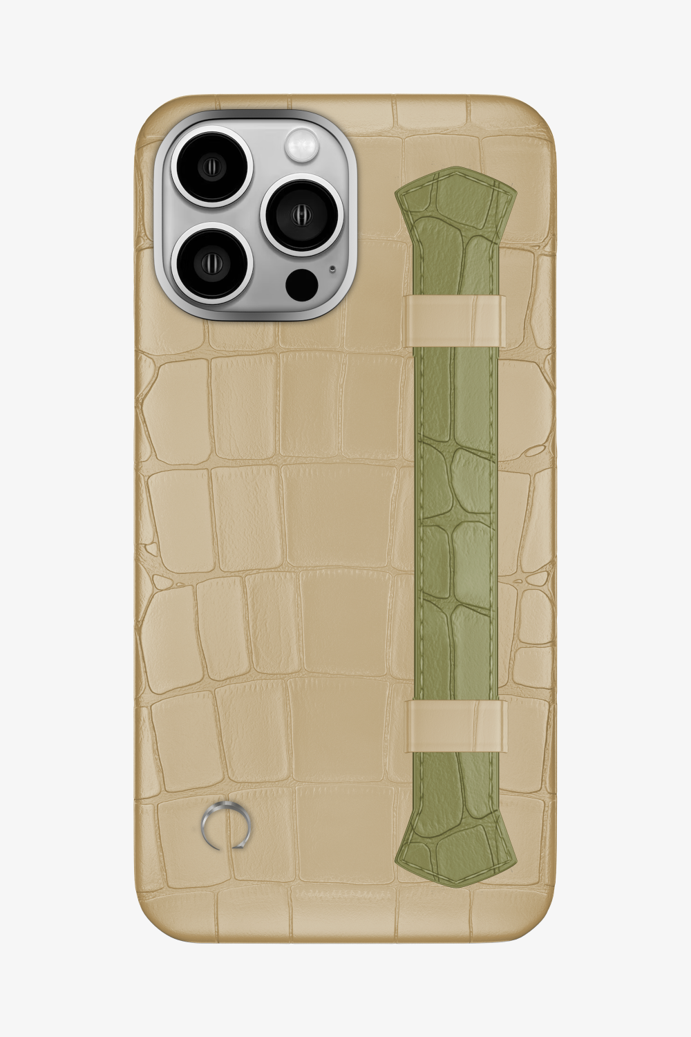 Double Headed Alligator Strap Case for iPhone 15 Pro Max - Vanilla / Khaki - zollofrance