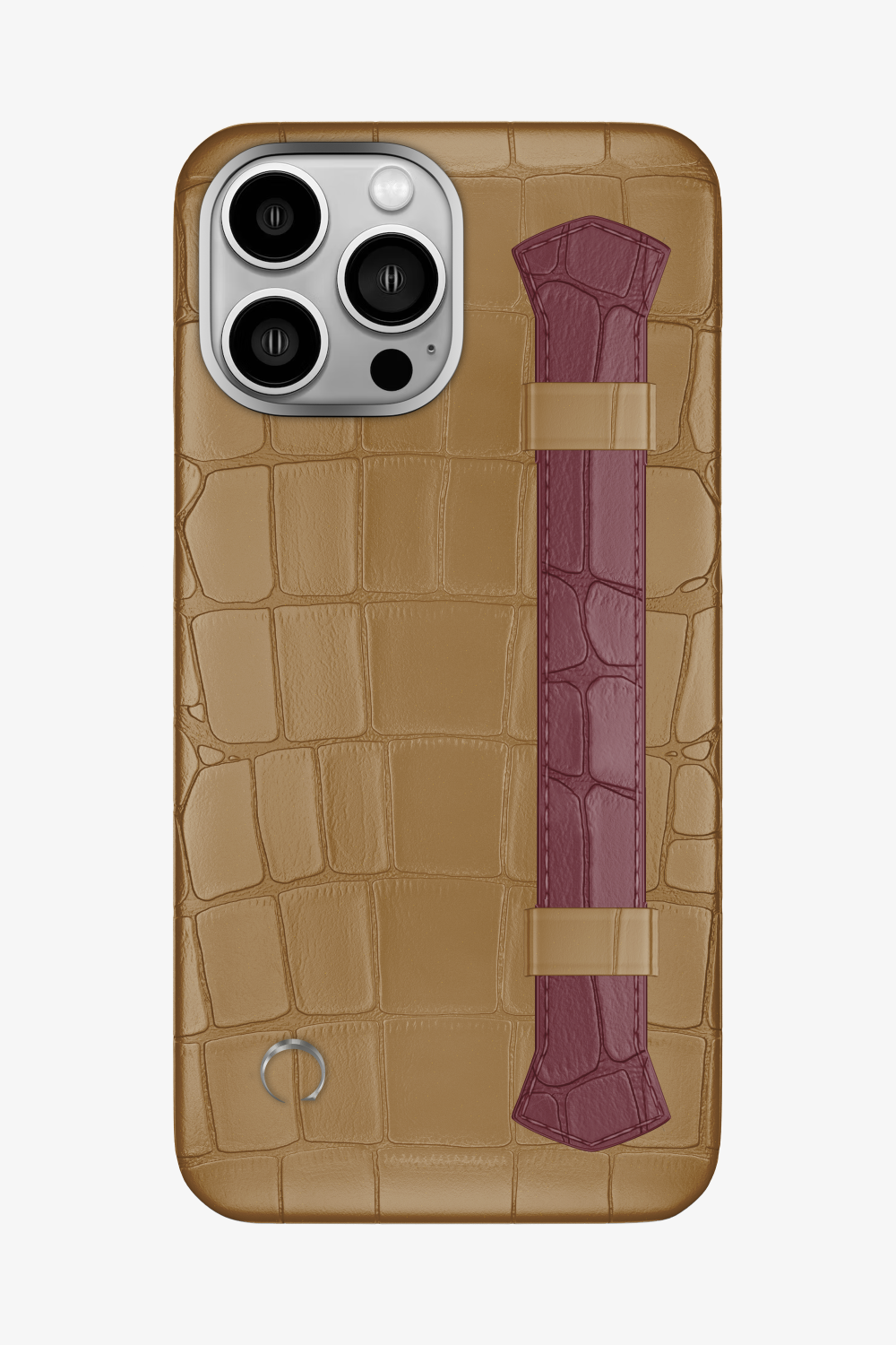 Double Headed Alligator Strap Case for iPhone 15 Pro Max - Latte / Burgundy - zollofrance