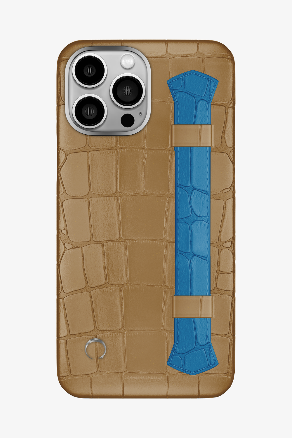 Double Headed Alligator Strap Case for iPhone 14 Pro Max - Latte / Blue Lagoon - zollofrance
