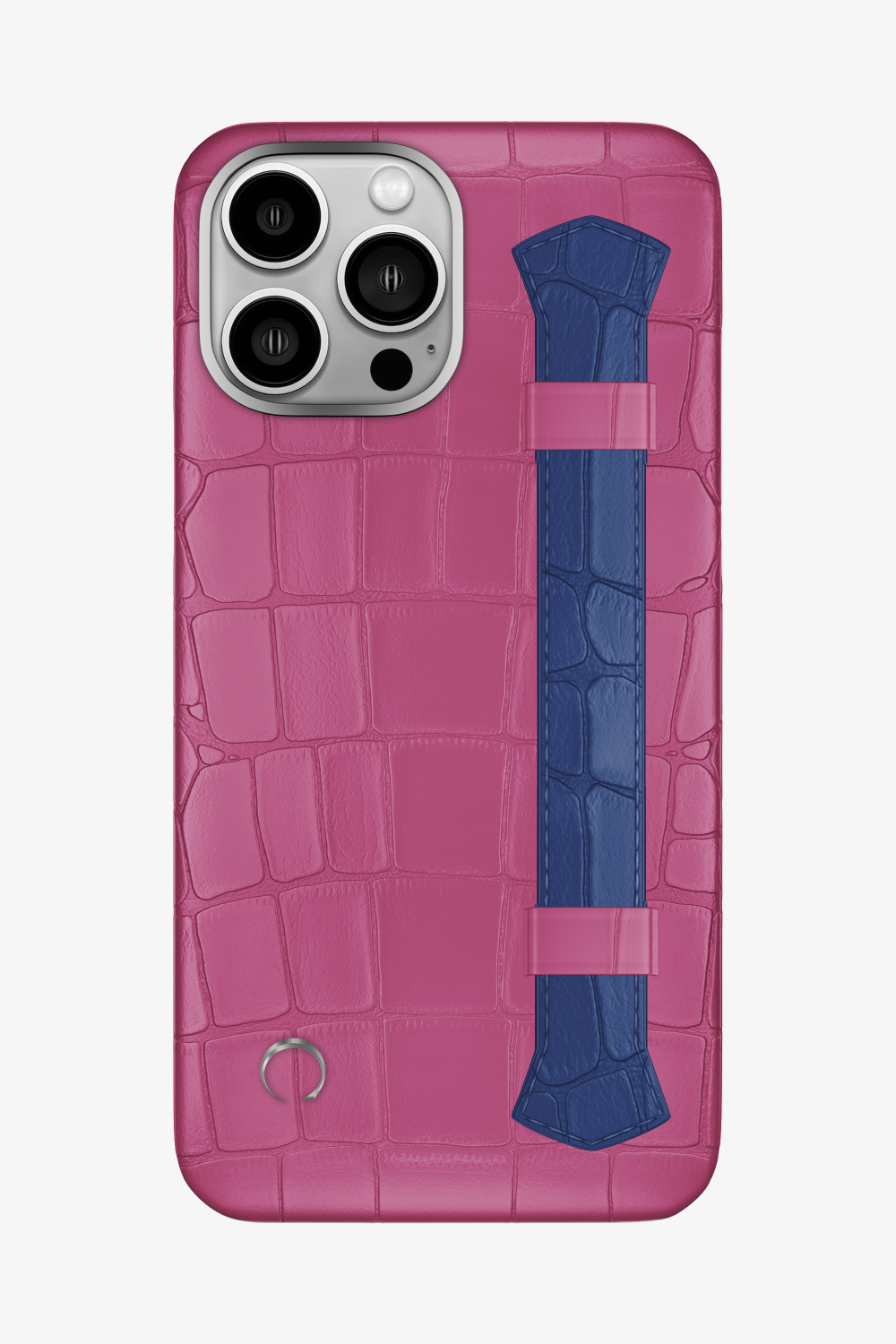Double Headed Alligator Strap Case for iPhone 15 Pro Max - Pink Fuchsia / Navy Blue - zollofrance