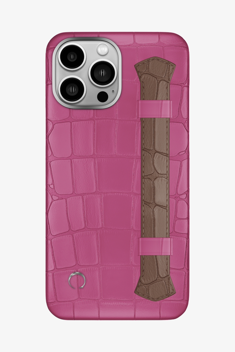 Double Headed Alligator Strap Case for iPhone 15 Pro Max - Pink Fuchsia / Cocoa - zollofrance