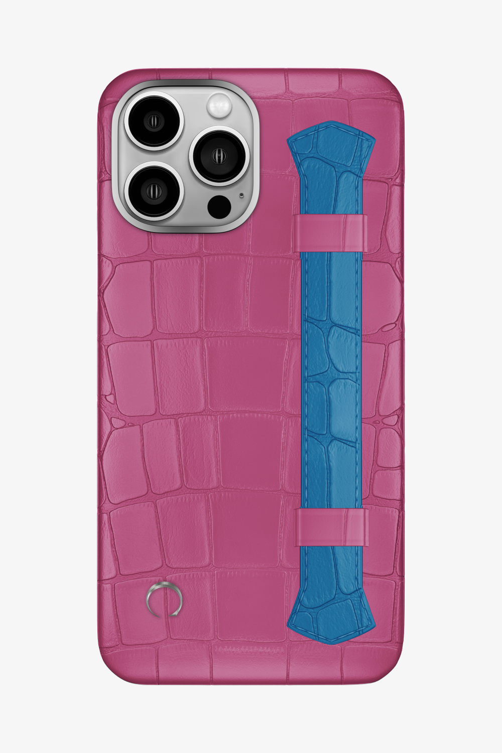 Double Headed Alligator Strap Case for iPhone 15 Pro Max - Pink Fuchsia / Blue Lagoon - zollofrance