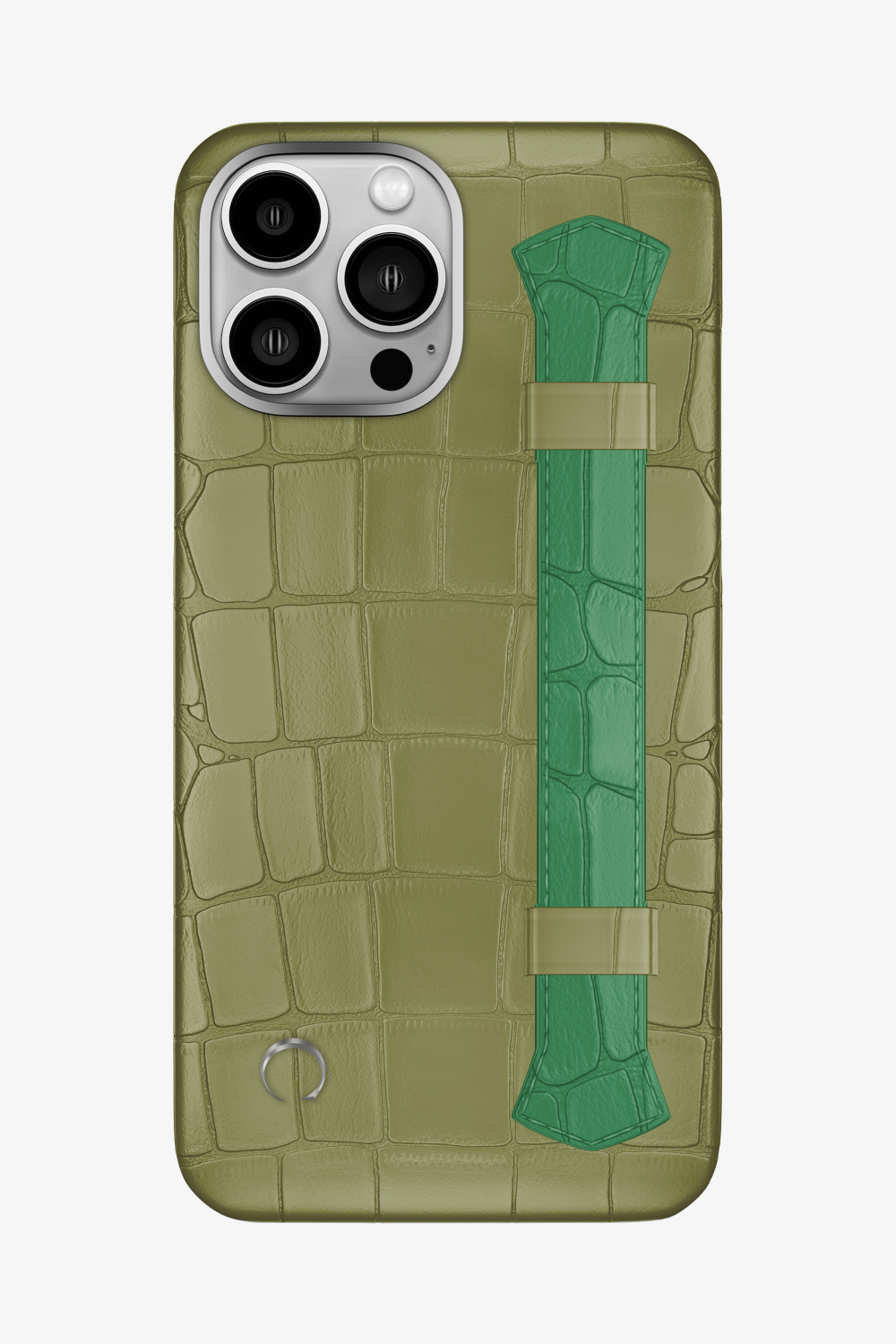 Double Headed Alligator Strap Case for iPhone 14 Pro Max - Khaki / Green Emerald - zollofrance