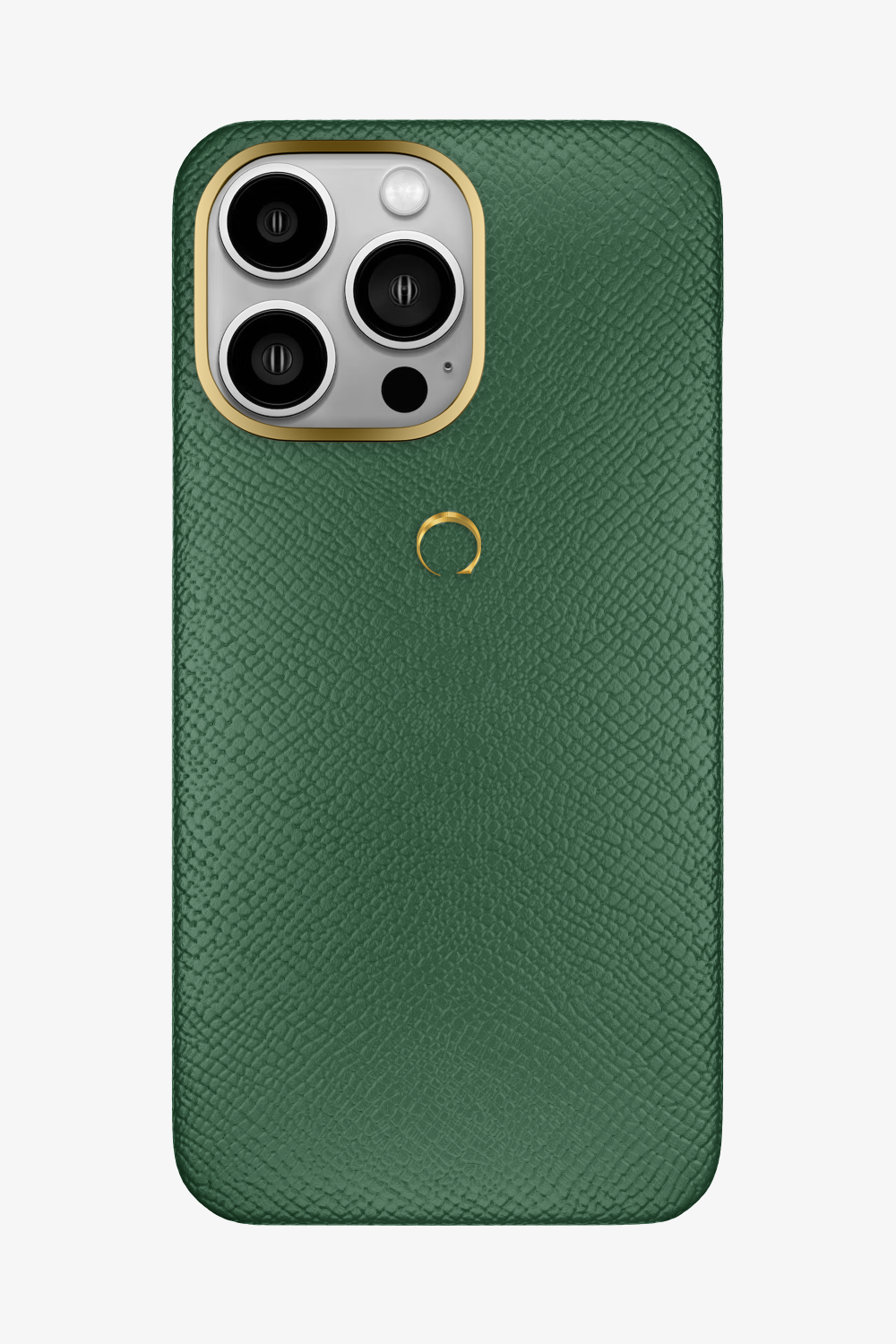 Calfskin Case for iPhone 14 Pro Max - Gold / Green Sapin - zollofrance