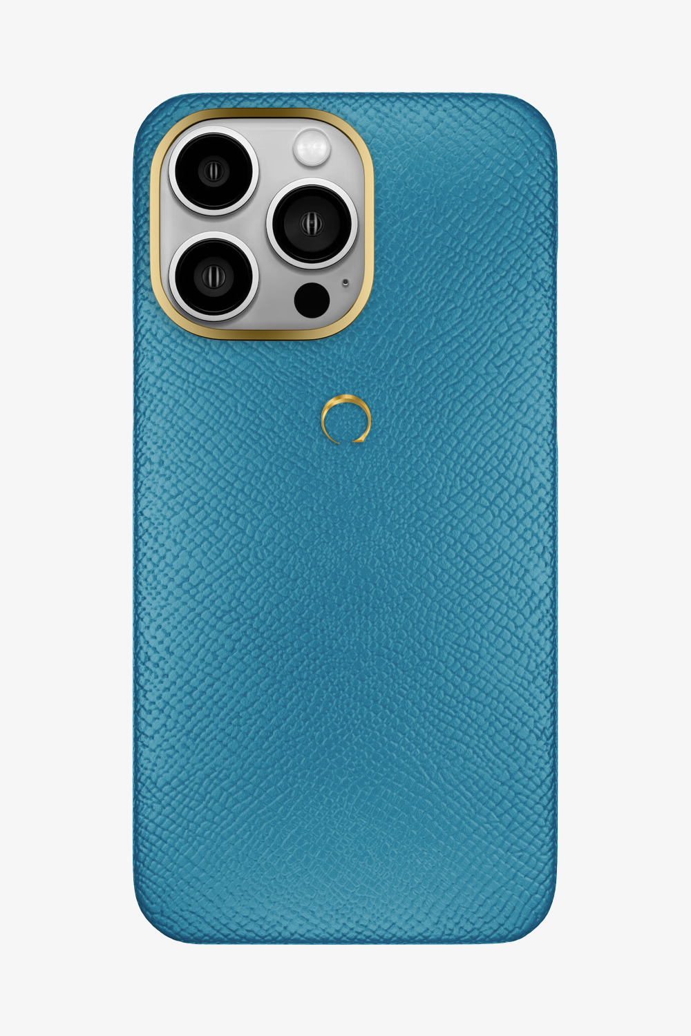 Calfskin Case for iPhone 14 Pro Max - Gold / Blue Teal - zollofrance