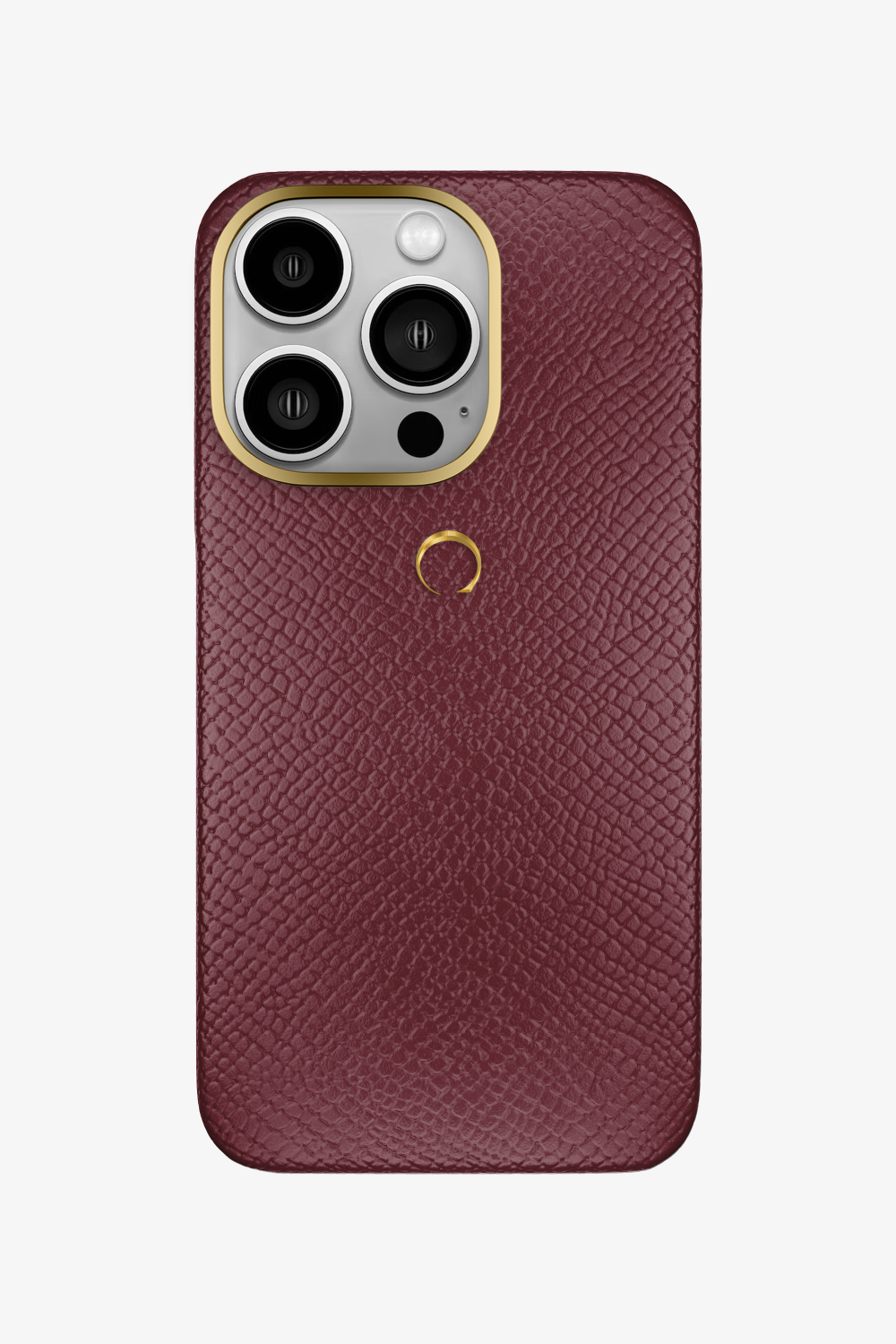 Calfskin Case for iPhone 14 Pro - Gold / Burgundy - zollofrance