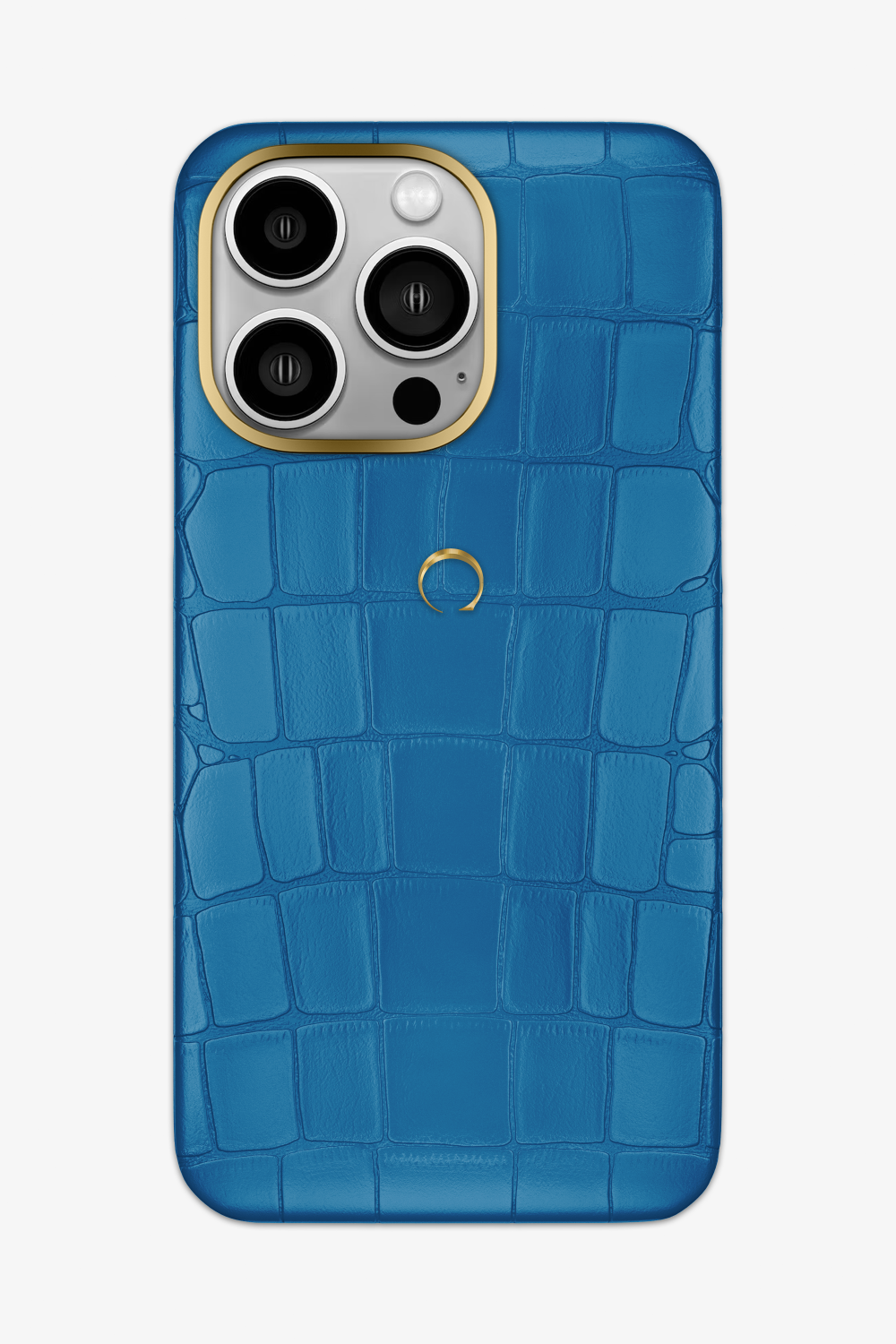 Alligator Case for iPhone 15 Pro Max - Gold / Blue Lagoon - zollofrance