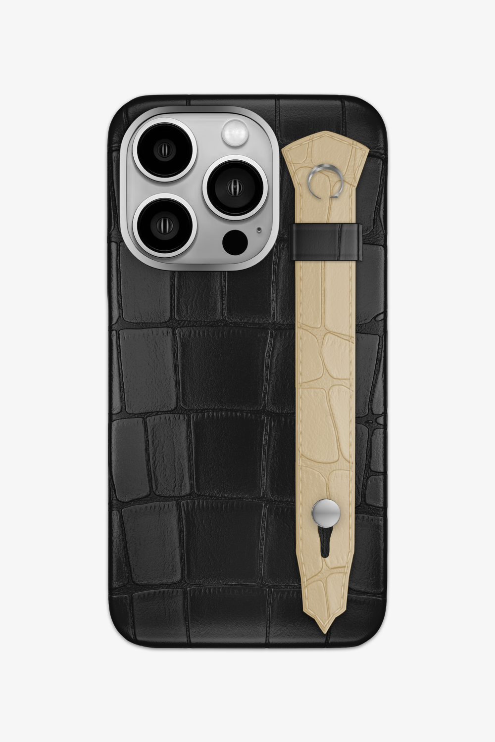 Alligator Strap Case for iPhone 14 Pro - Black / Vanilla - zollofrance