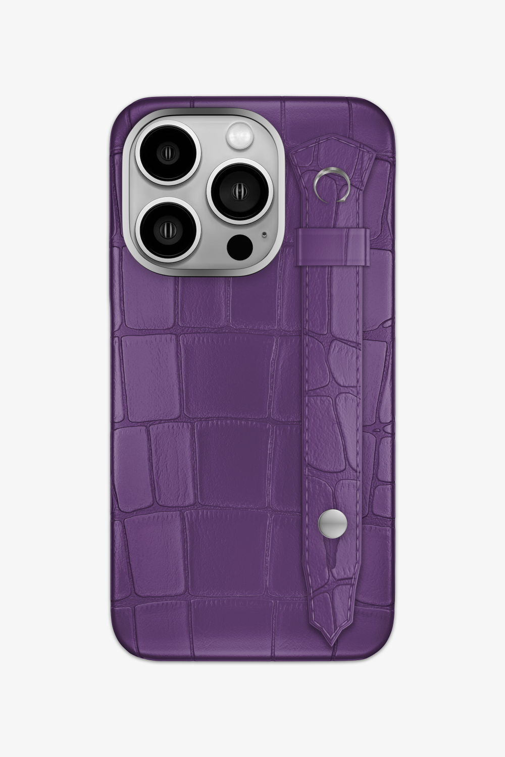 Purple Alligator Strap Case for iPhone 15 Series - 15 Pro / Stainless Steel - zollofrance