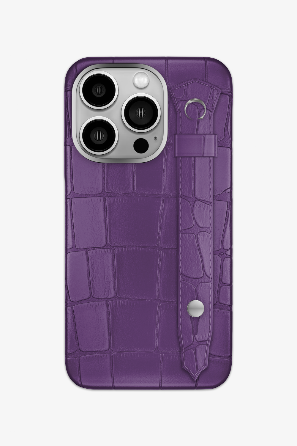 Purple Alligator Strap Case for iPhone 16 Series - 16 Pro / Stainless Steel - zollofrance