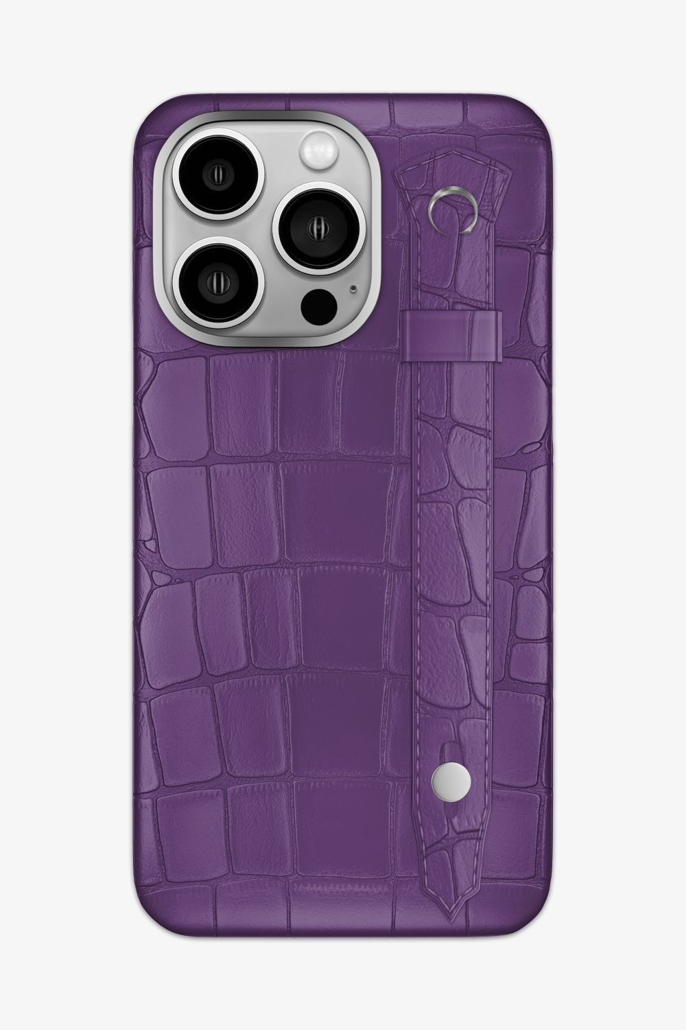Purple Alligator Strap Case for iPhone 15 Series - 15 Pro Max / Stainless Steel - zollofrance