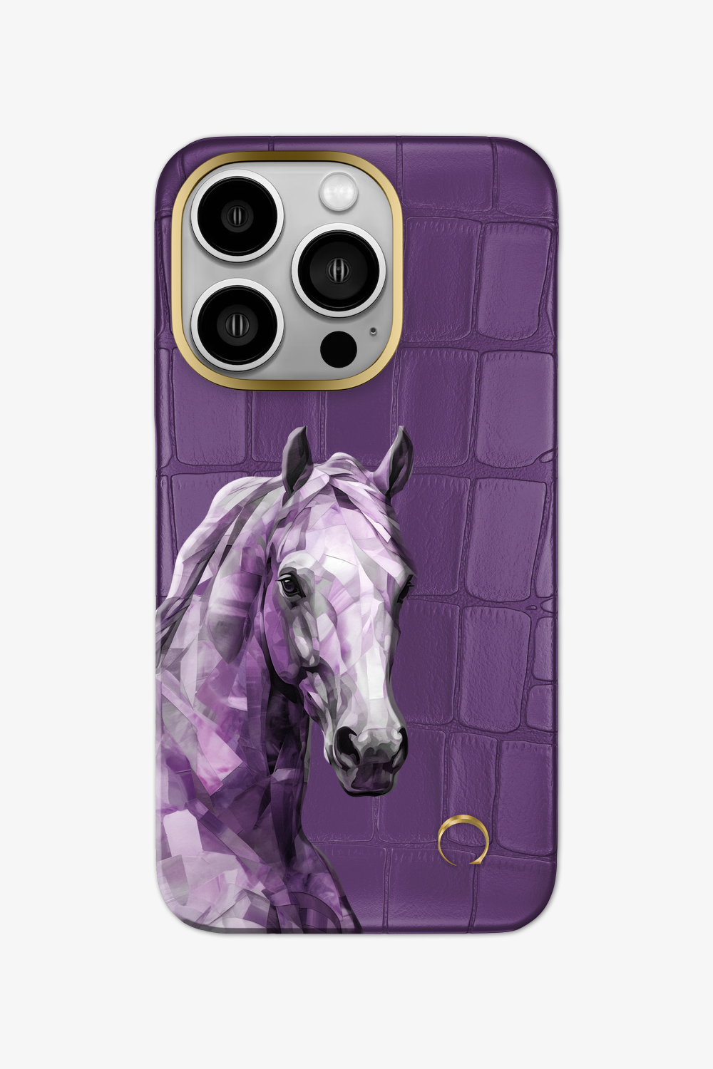Horse Painting Purple Alligator Case for iPhone 14 Series - 14 Pro / Gold / Purple - zollofrance
