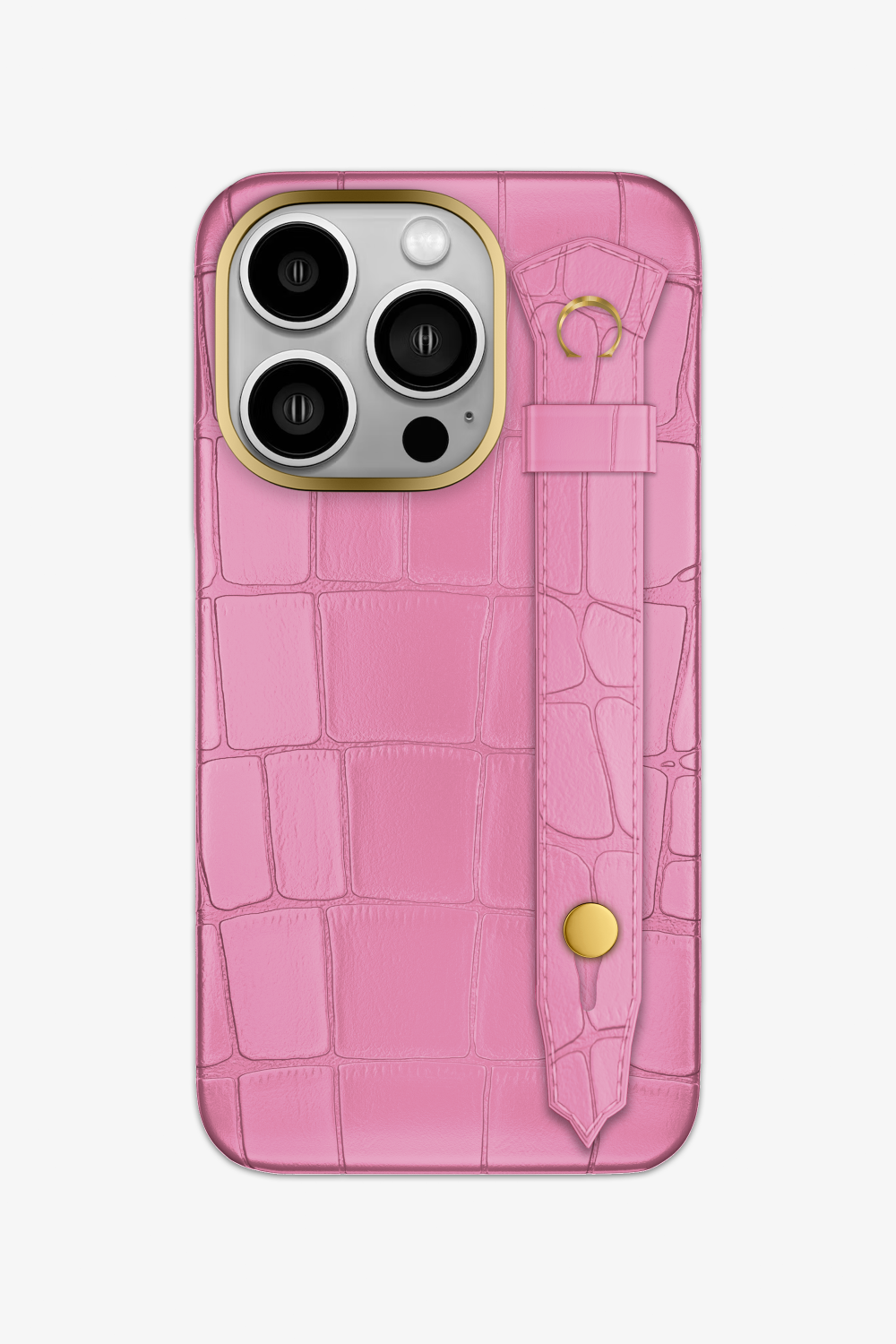 Pink Tendre Alligator Strap Case for iPhone 16 Series - 16 Pro / Gold - zollofrance