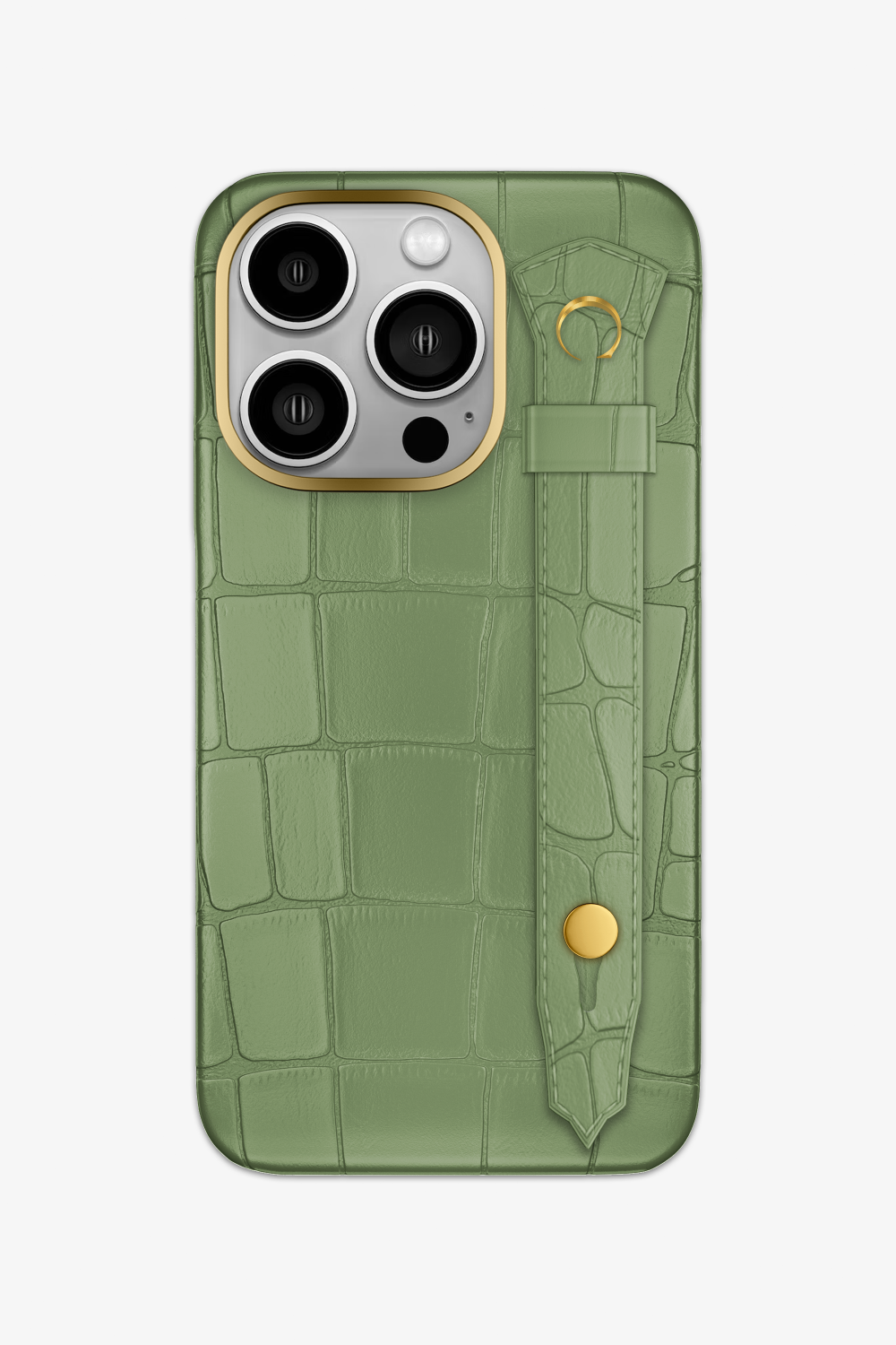 Vert Citron Alligator Strap Case for iPhone 15 Series - 15 Pro / Gold - zollofrance