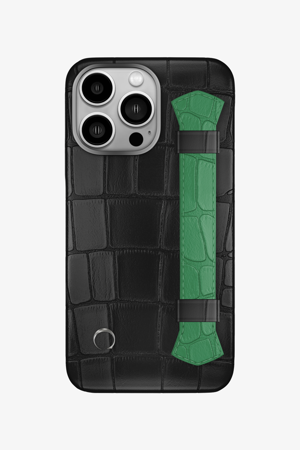 Double Headed Alligator Strap Case for iPhone 16 Pro - Black / Green Emerald - zollofrance