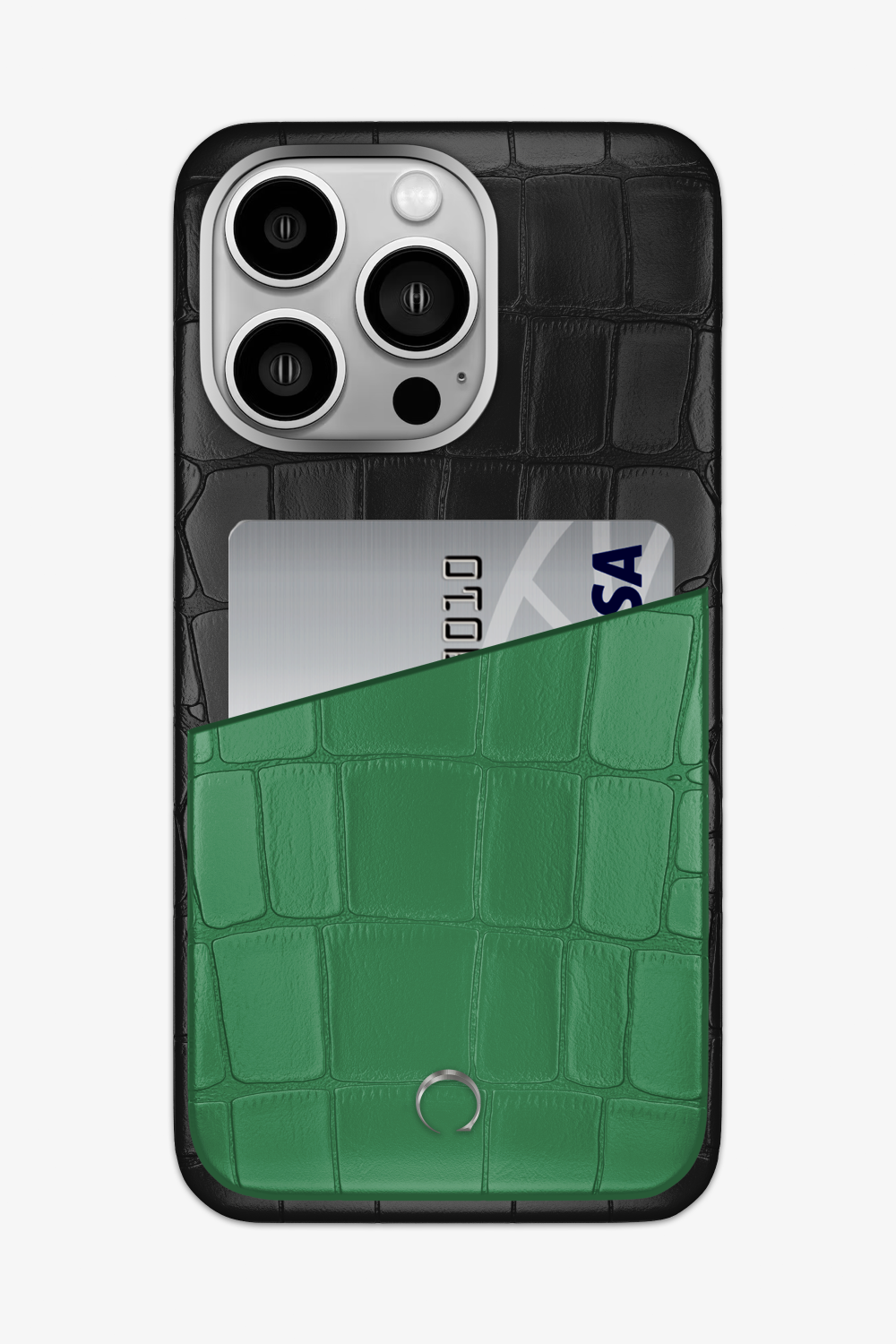 Alligator Pocket Case for iPhone 16 Pro Max - Black / Green Emerald - zollofrance