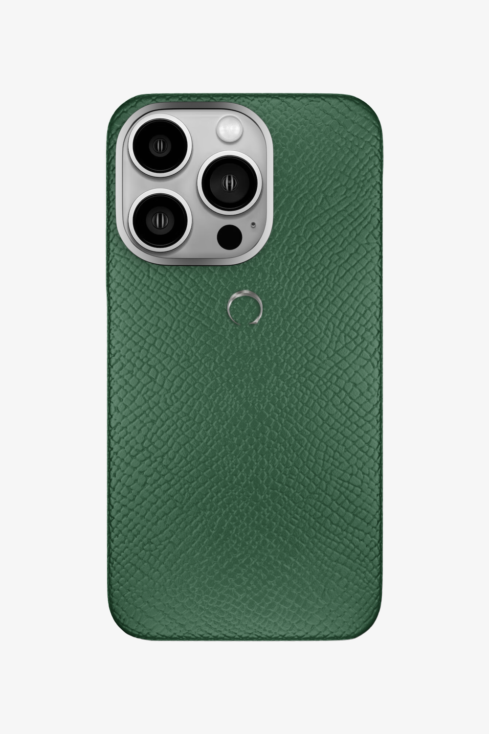 Calfskin Case for iPhone 16 Pro - Stainless Steel / Green Sapin - zollofrance