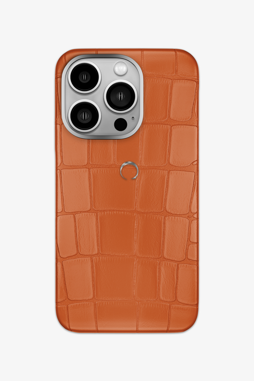 Orange Alligator Case for iPhone 15 Series - 15 Pro / Stainless Steel - zollofrance