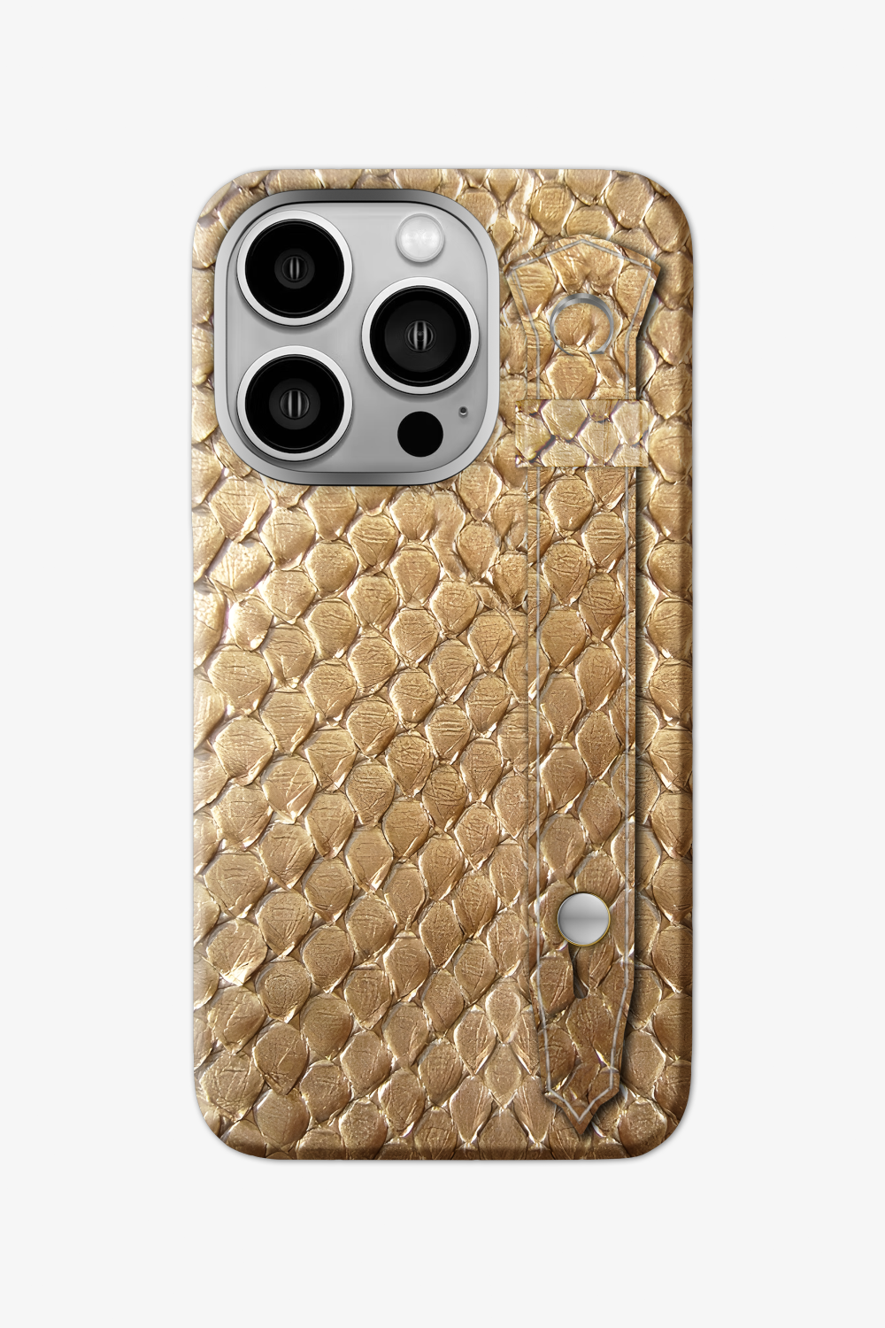 Gold Python Strap Case for iPhone 15 Series - 15 Pro / Stainless Steel - zollofrance
