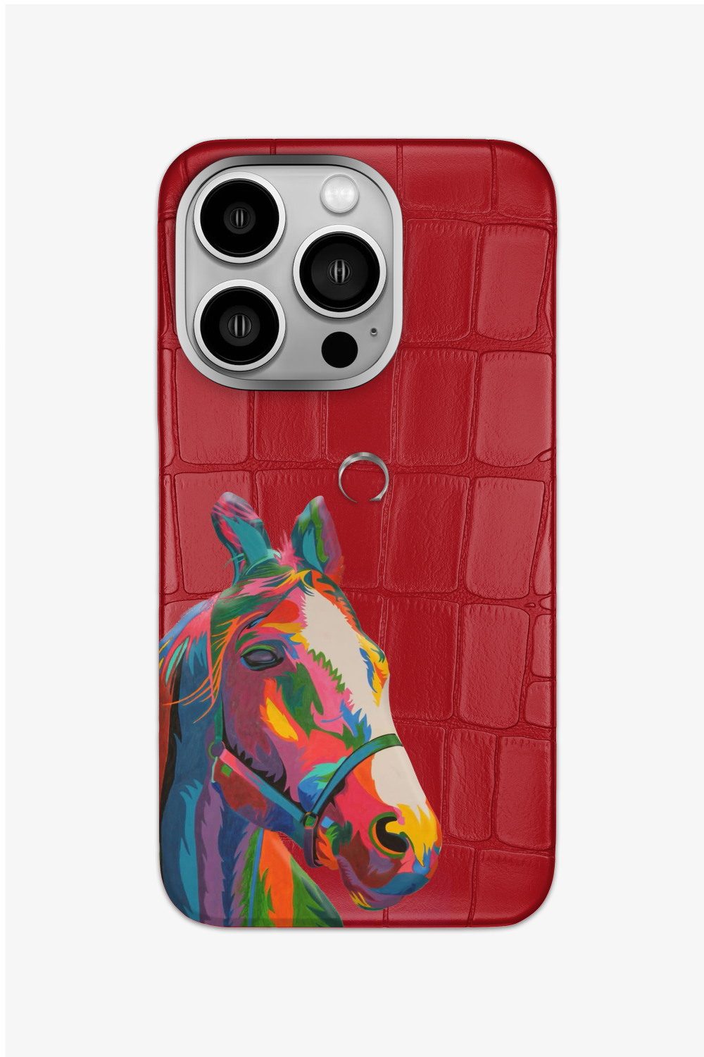 Horse Painting Red Alligator Case for iPhone 15 Series - 15 Pro / Stainless Steel - zollofrance