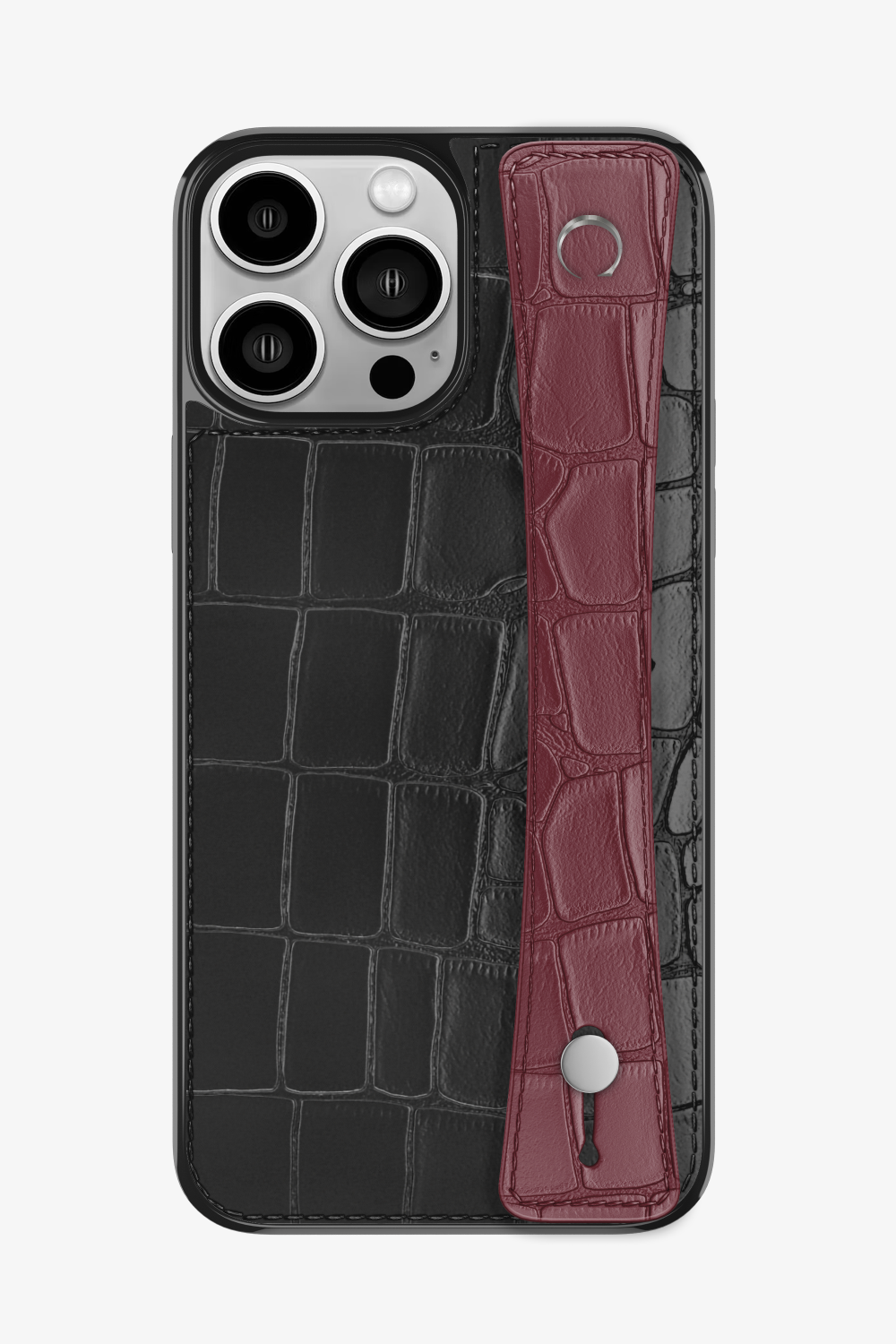 Alligator Sports Strap Case for iPhone 16 Pro Max - Black / Burgundy - zollofrance