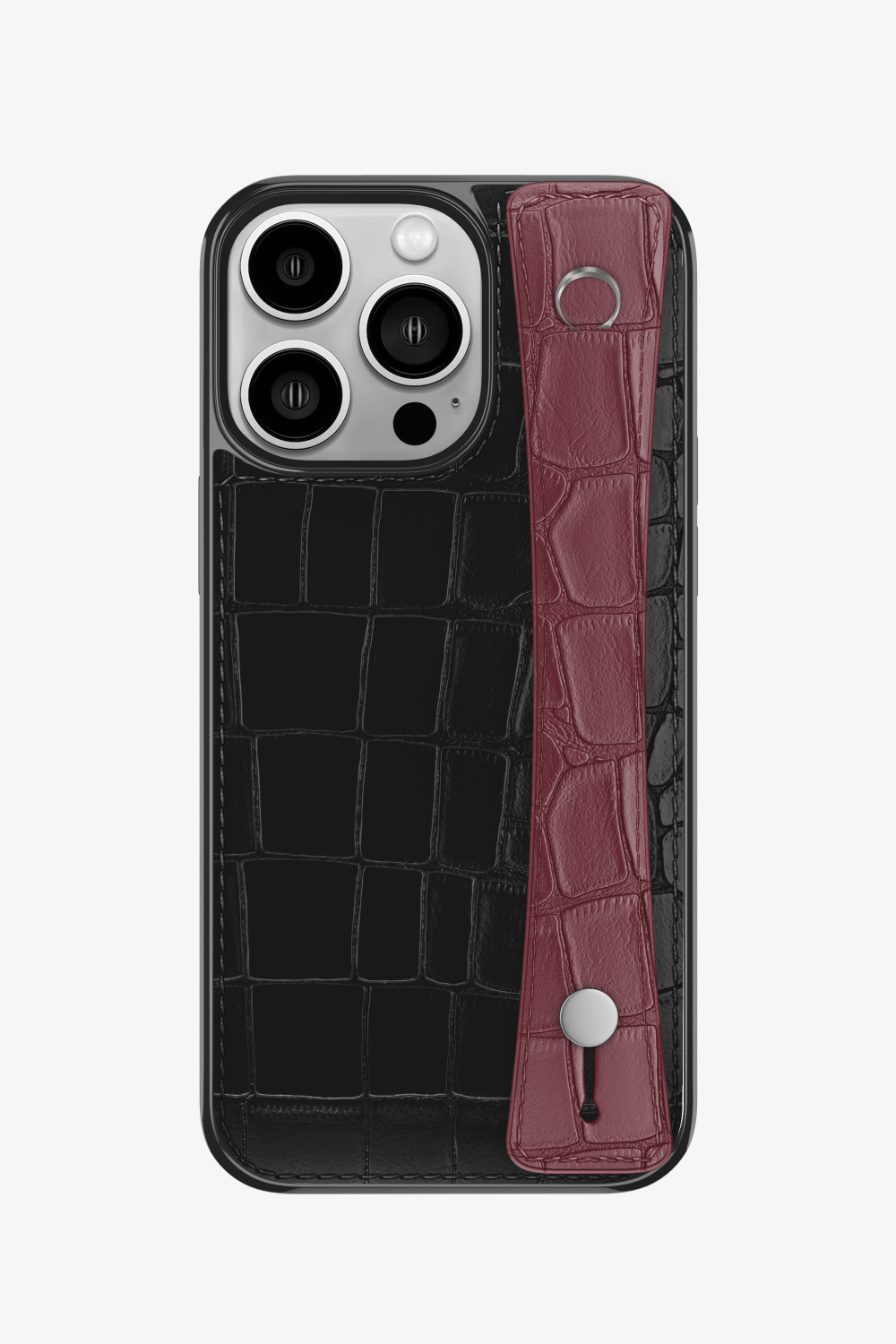 Alligator Sports Strap Case for iPhone 16 Pro - Black / Burgundy - zollofrance