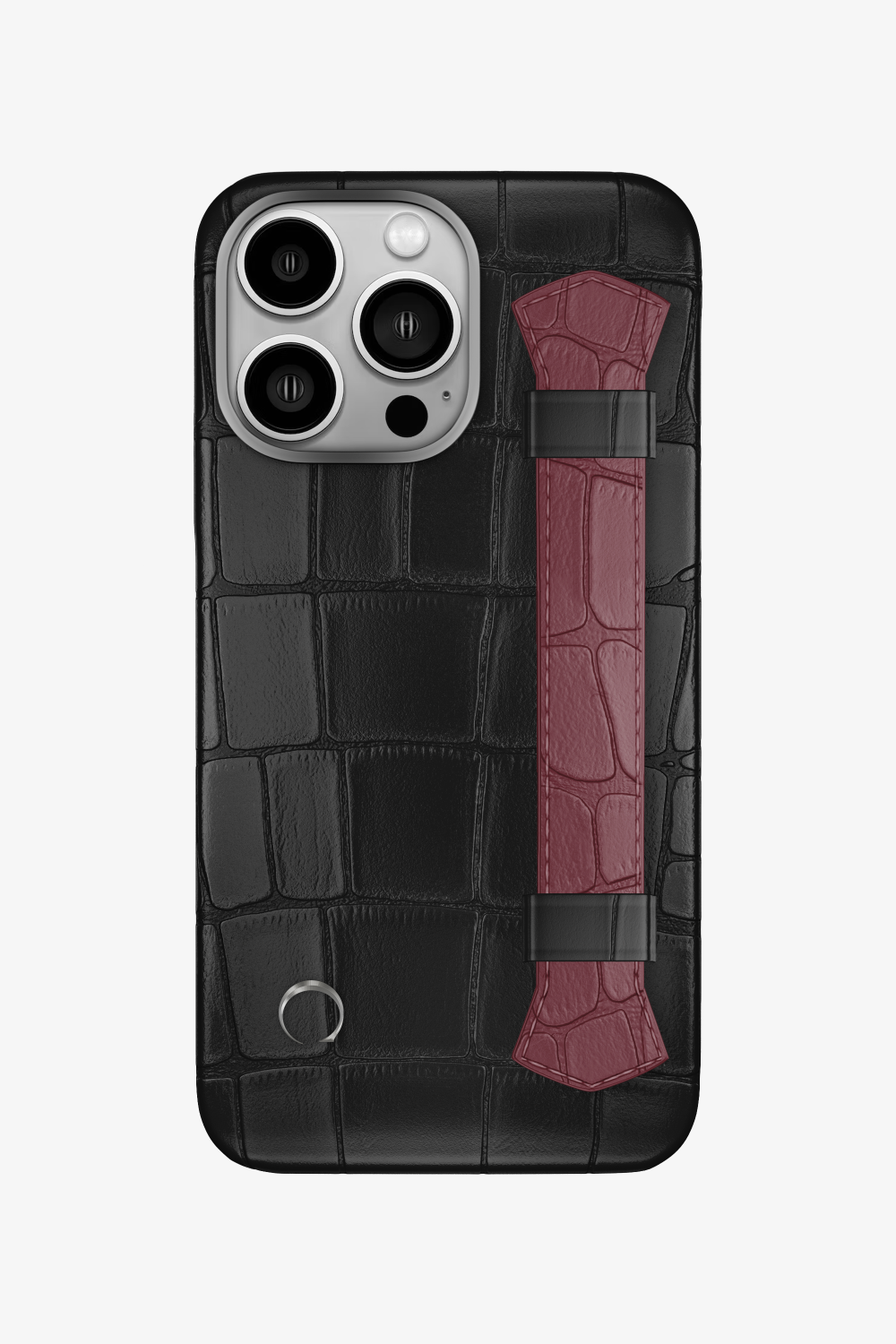 Double Headed Alligator Strap Case for iPhone 16 Pro - Black / Burgundy - zollofrance