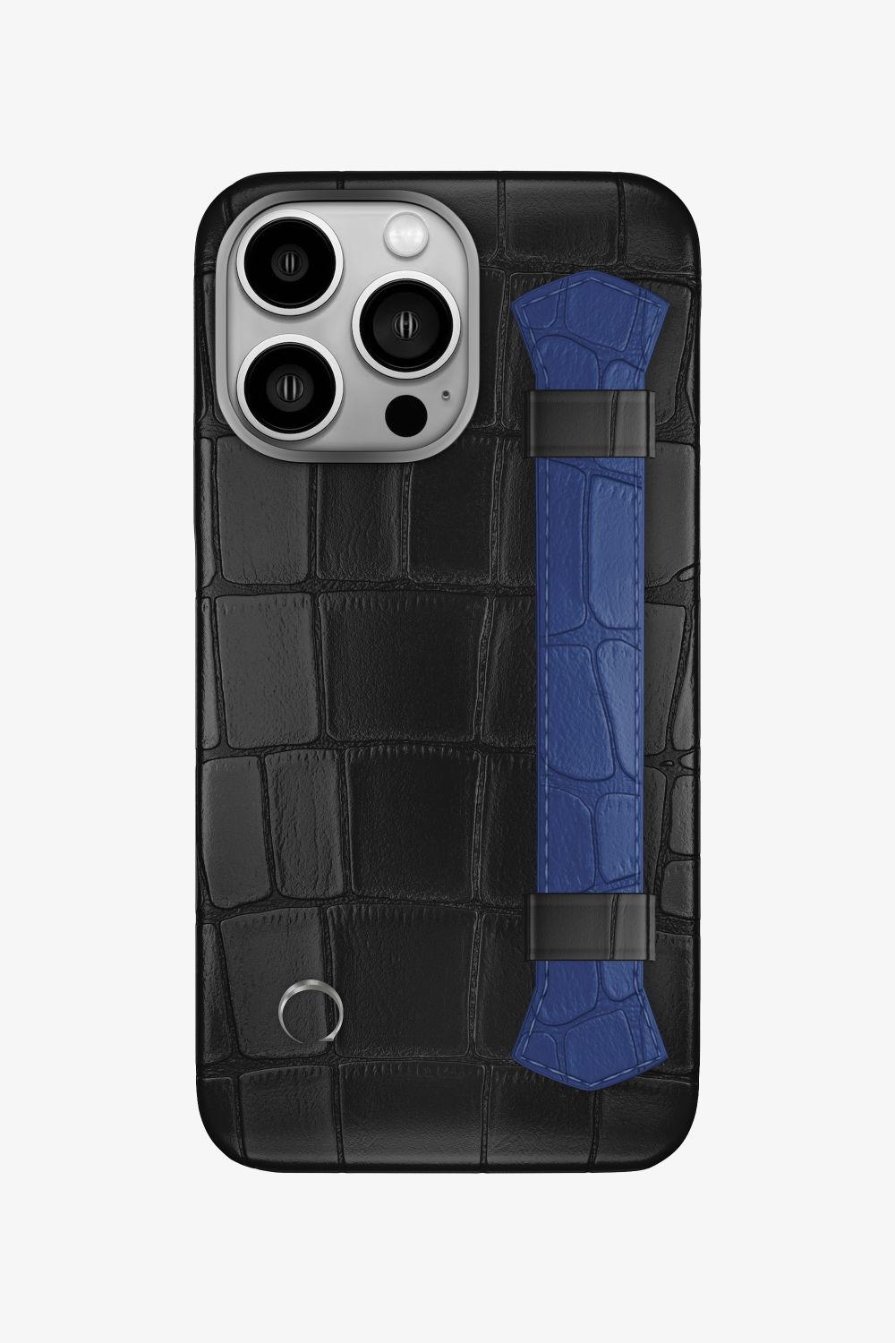 Double Headed Alligator Strap Case for iPhone 16 Pro - Black / Navy Blue - zollofrance