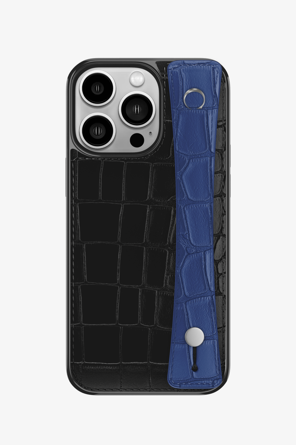 Alligator Sports Strap Case for iPhone 16 Pro - Black / Navy Blue - zollofrance