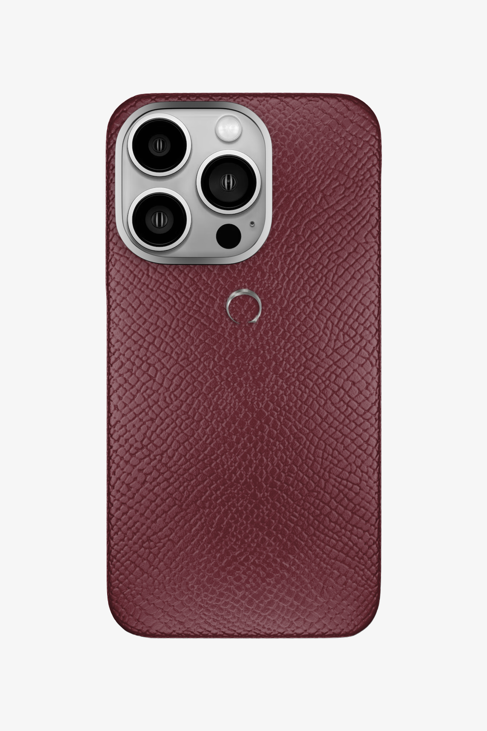 Calfskin Case for iPhone 16 Pro - Stainless Steel / Burgundy - zollofrance