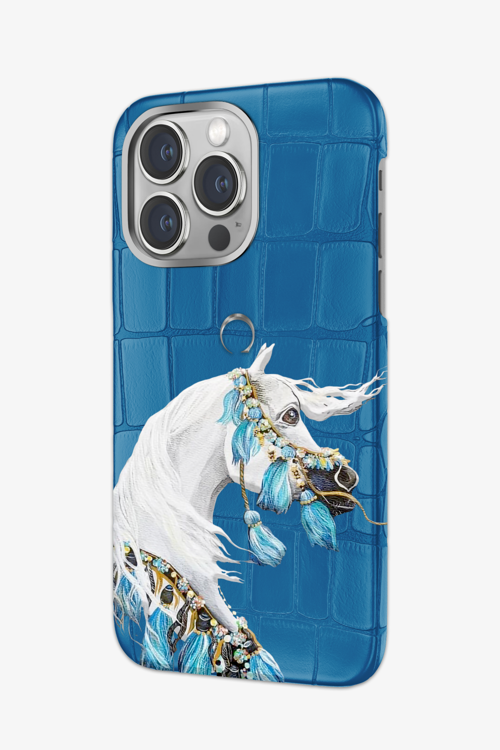 Horse Painting Blue Lagoon Alligator Case for iPhone 16 Series - Horse Painting Blue Lagoon Alligator Case for iPhone 16 Series - zollofrance