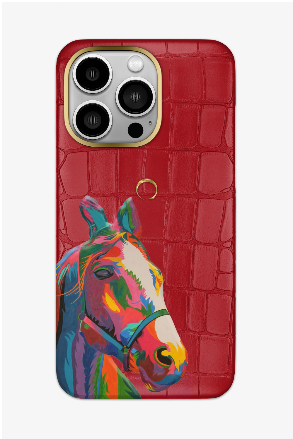 Horse Painting Red Alligator Case for iPhone 15 Series - 15 Pro Max / Gold - zollofrance