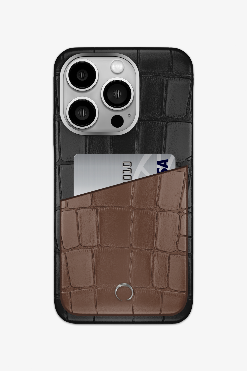 Alligator Pocket Case for iPhone 16 Pro - Black / Cocoa - zollofrance