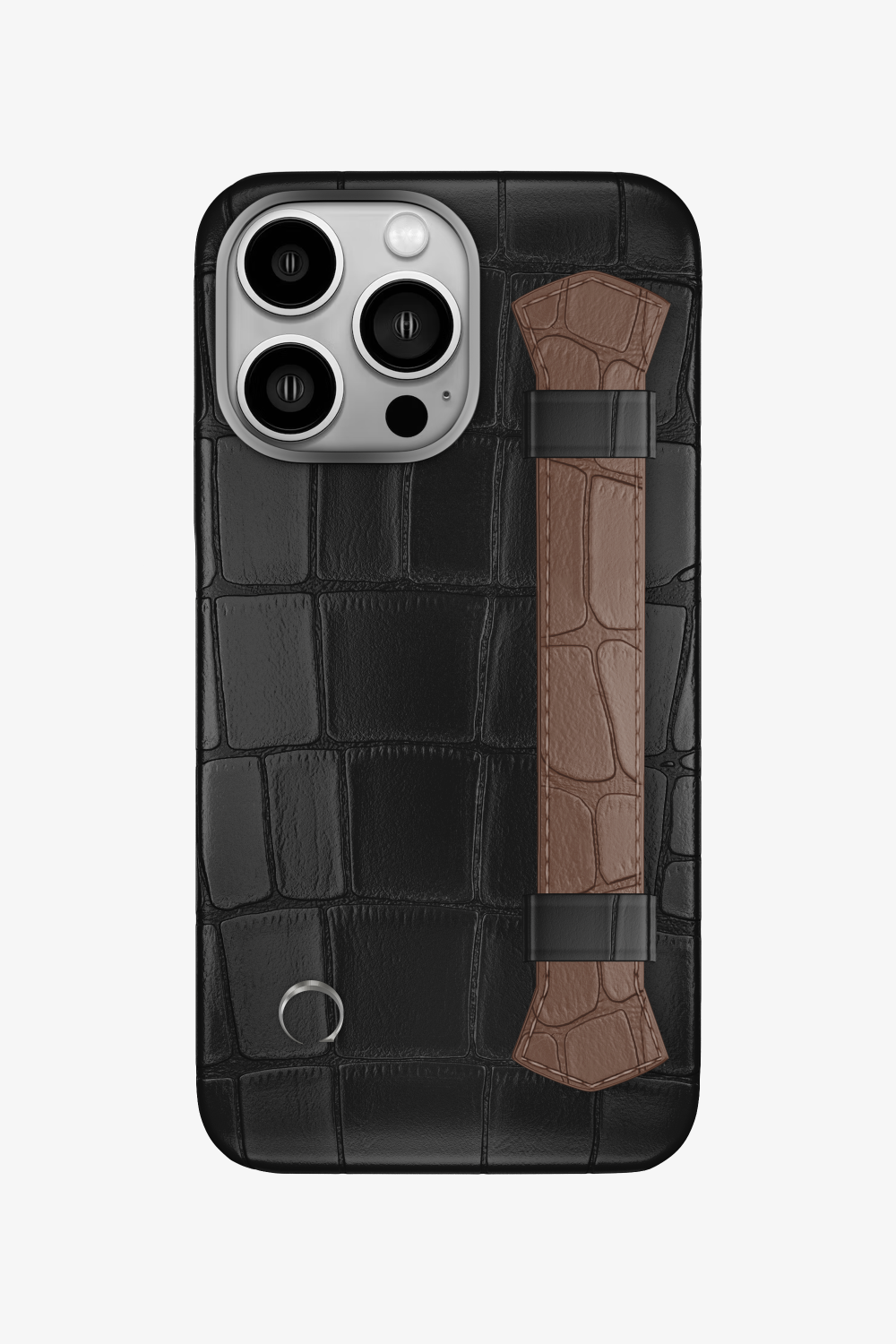 Double Headed Alligator Strap Case for iPhone 16 Pro - Black / Cocoa - zollofrance