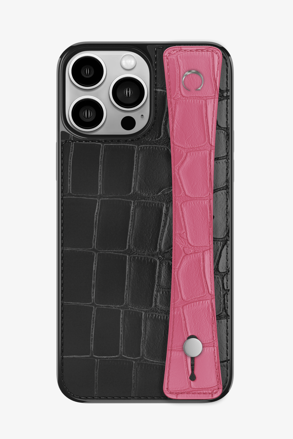 Alligator Sports Strap Case for iPhone 16 Pro Max - Black / Pink - zollofrance