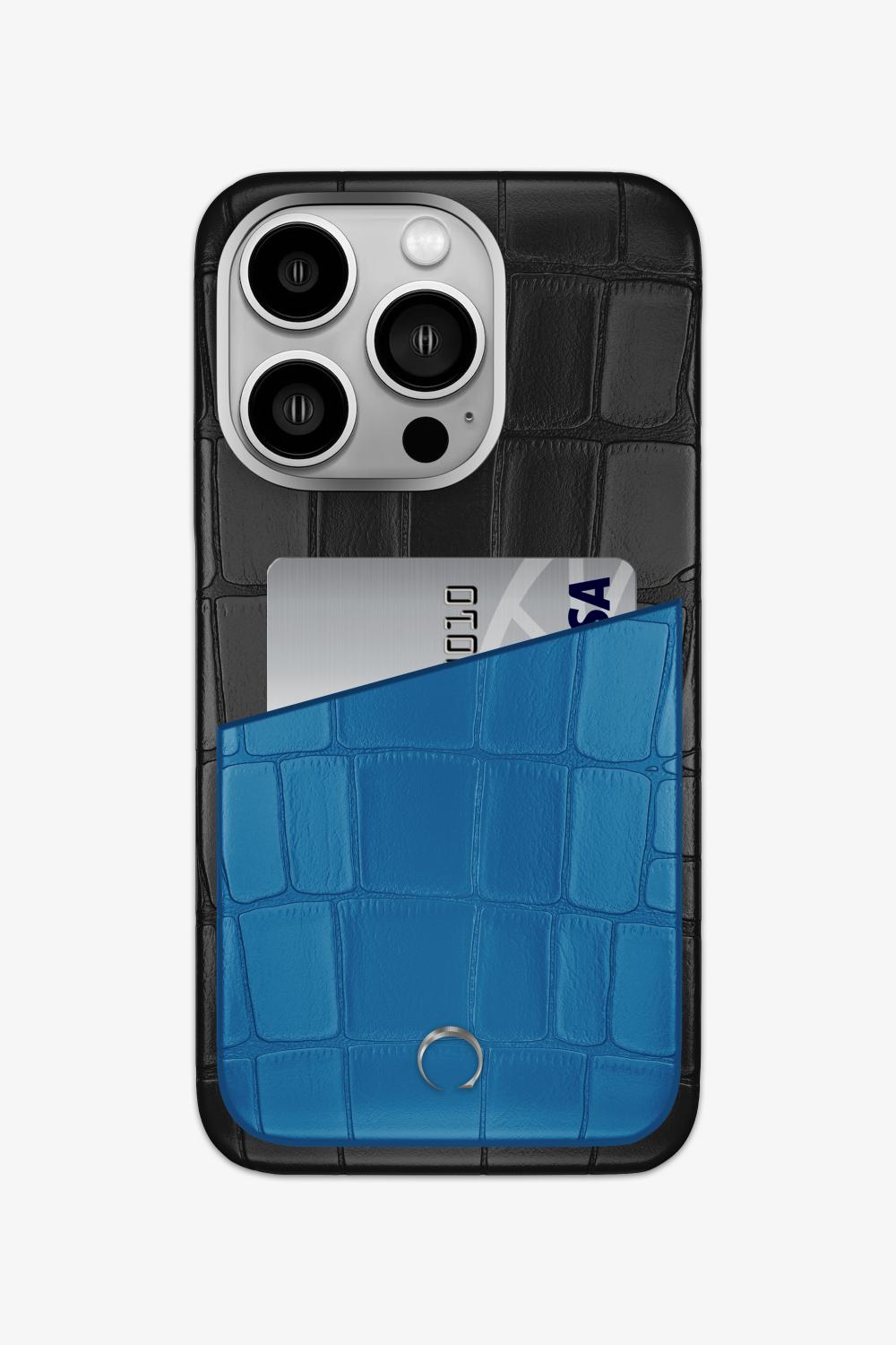 Alligator Pocket Case for iPhone 16 Pro - Black / Blue Lagoon - zollofrance