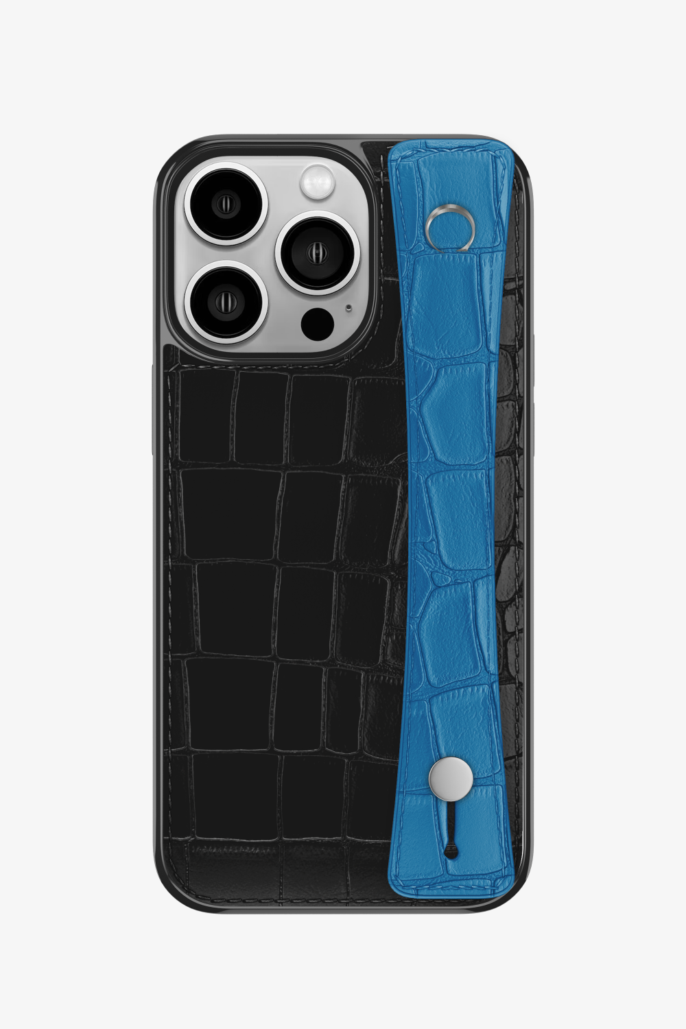 Alligator Sports Strap Case for iPhone 16 Pro - Black / Blue Lagoon - zollofrance