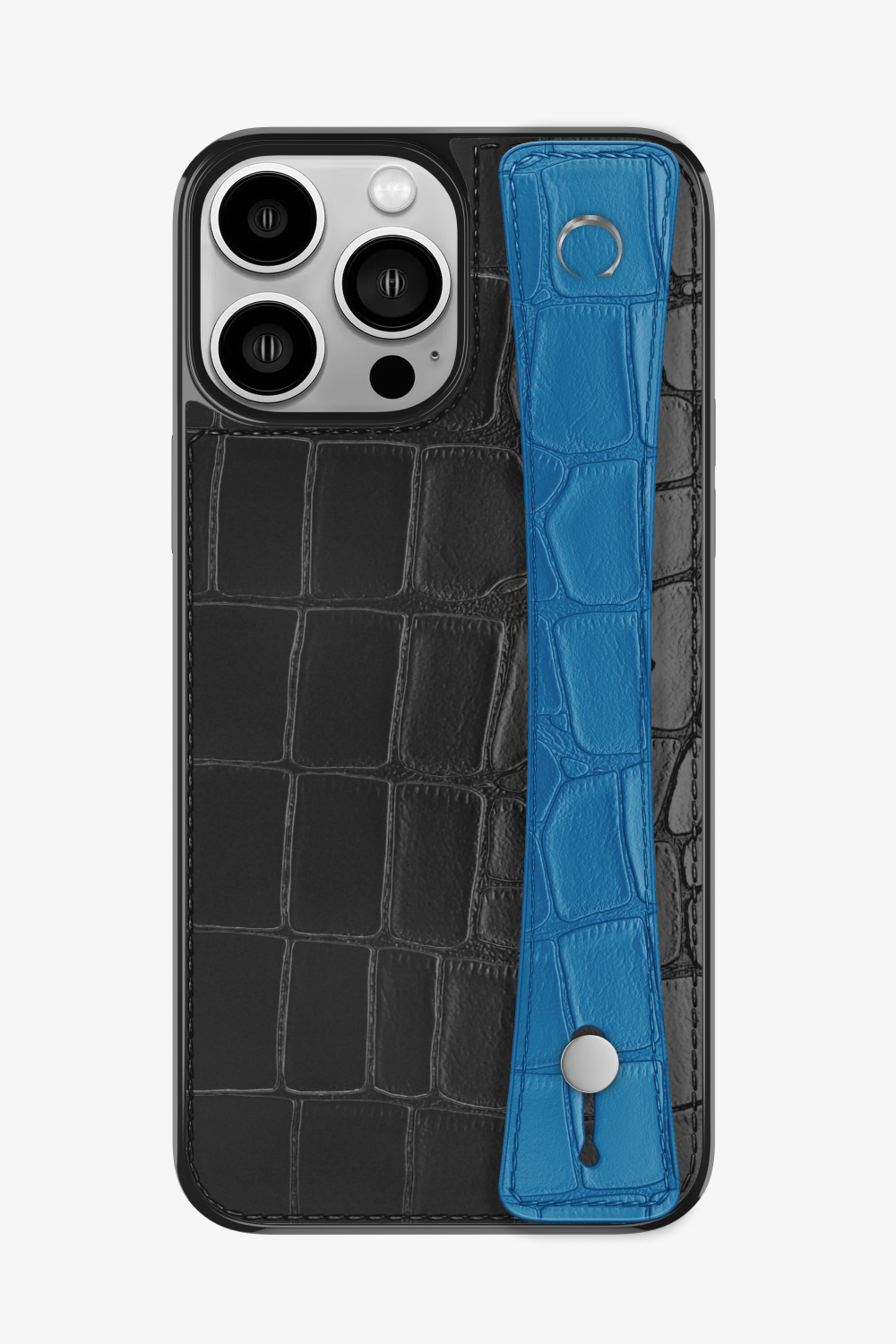 Alligator Sports Strap Case for iPhone 16 Pro Max - Black / Blue Lagoon - zollofrance