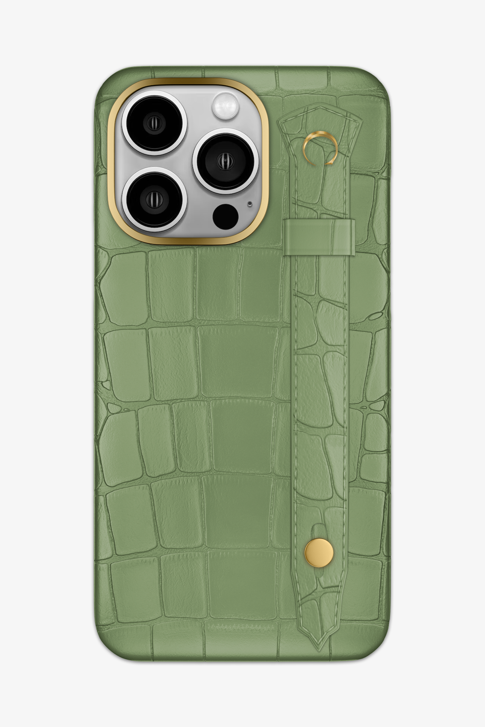 Vert Citron Alligator Strap Case for iPhone 15 Series - 15 Pro Max / Gold - zollofrance
