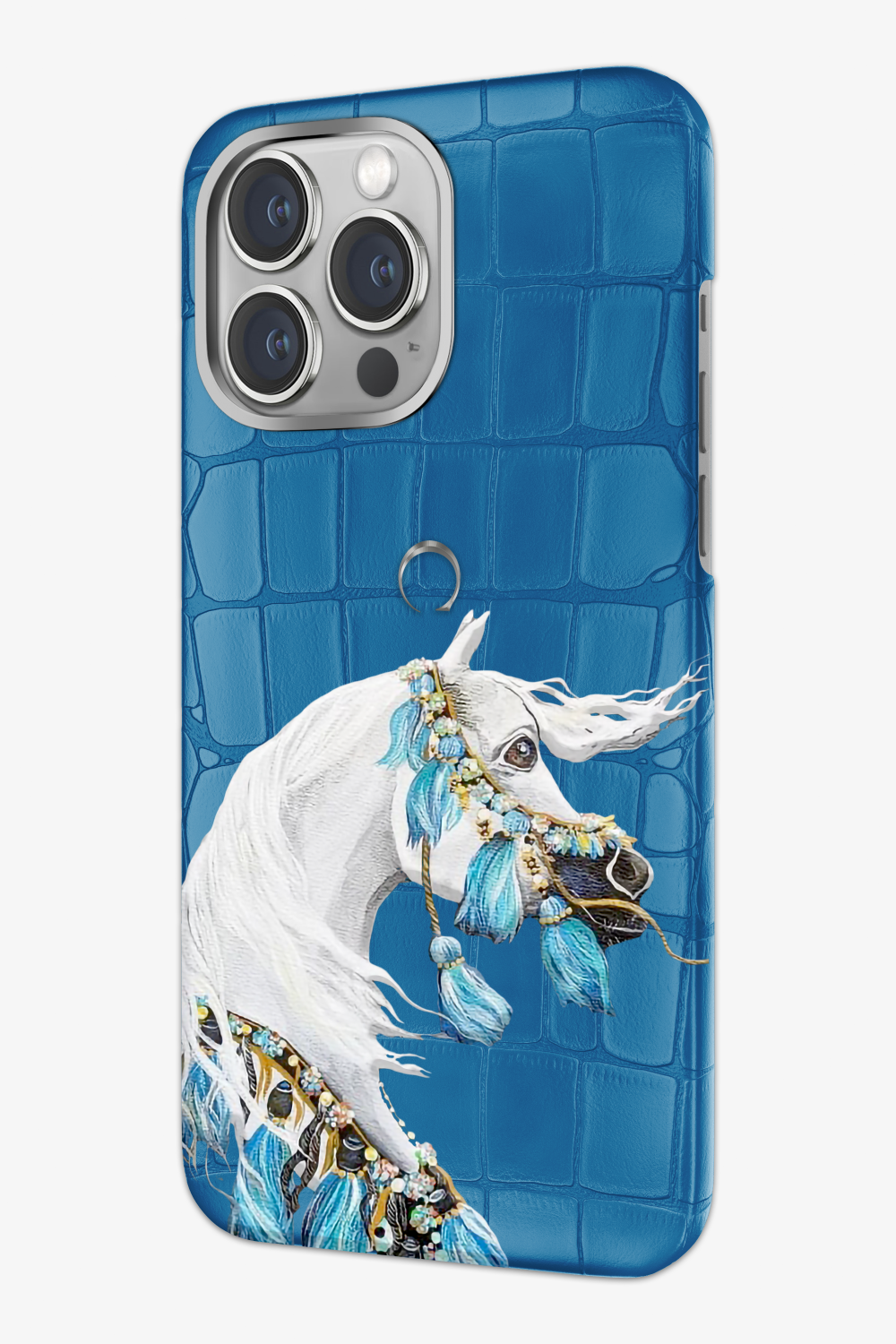 Horse Painting Blue Lagoon Alligator Case for iPhone 16 Series - Horse Painting Blue Lagoon Alligator Case for iPhone 16 Series - zollofrance