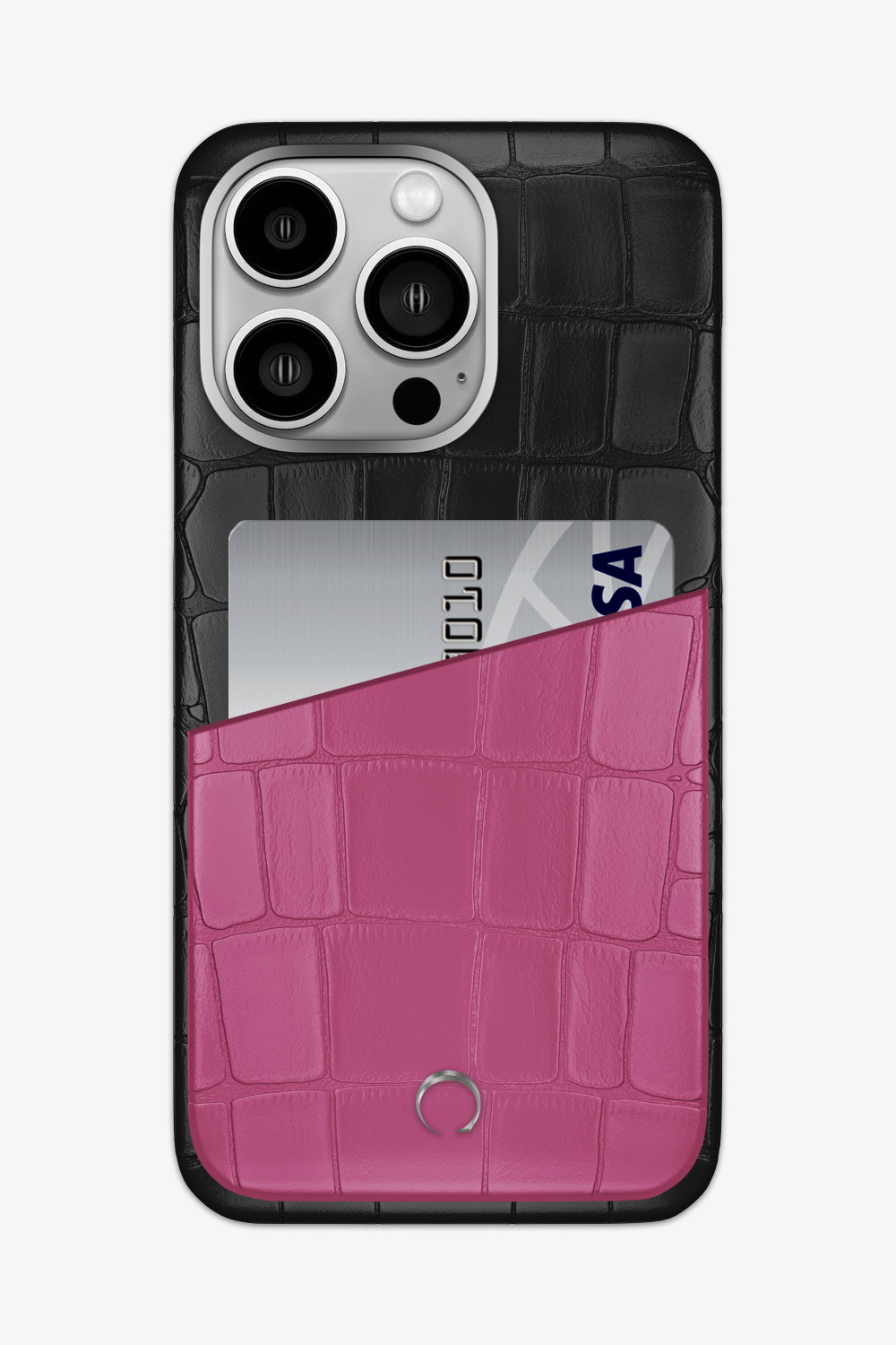 Alligator Pocket Case for iPhone 16 Pro Max - Black / Pink Fuchsia - zollofrance