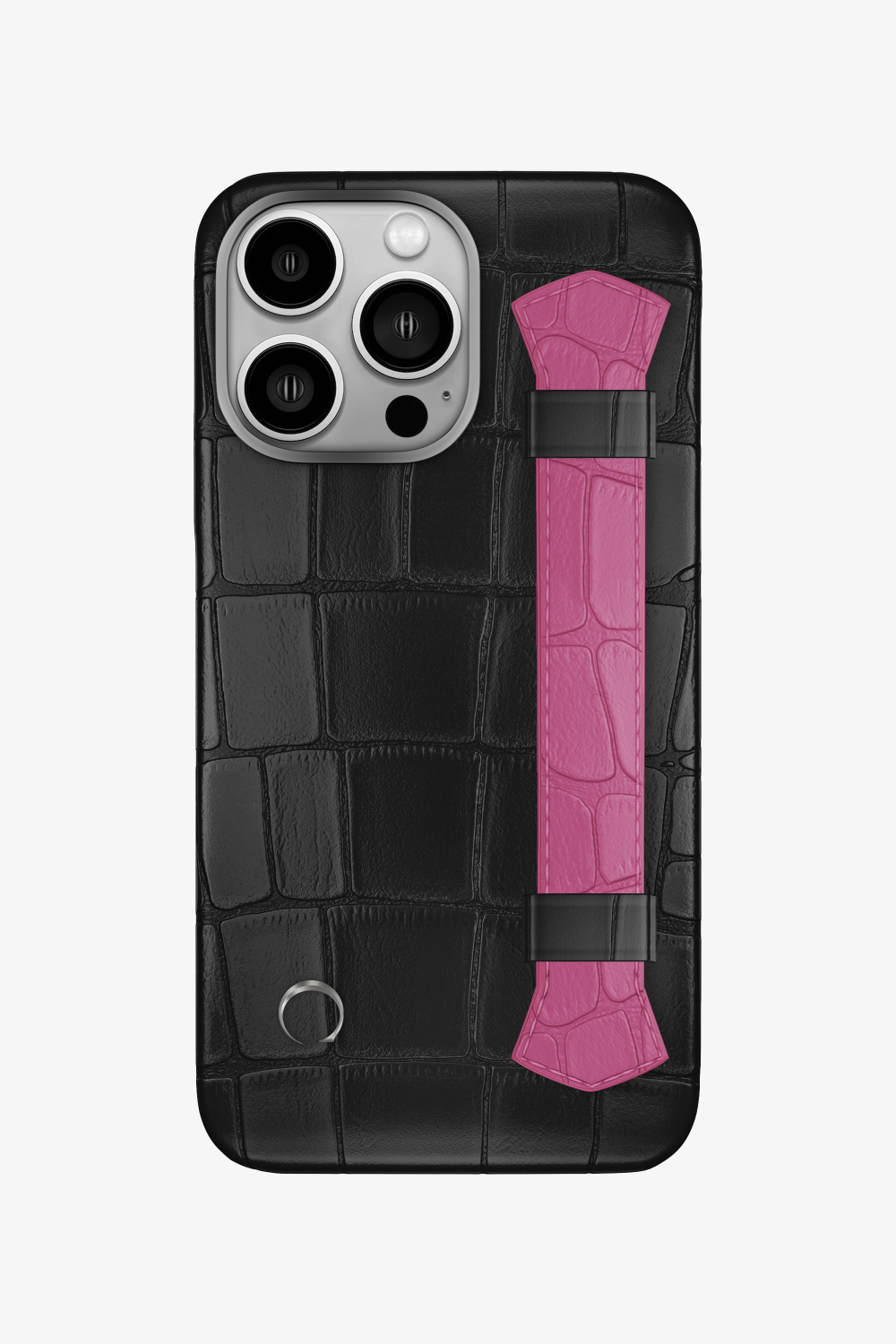 Double Headed Alligator Strap Case for iPhone 16 Pro - Black / Pink Fuchsia - zollofrance