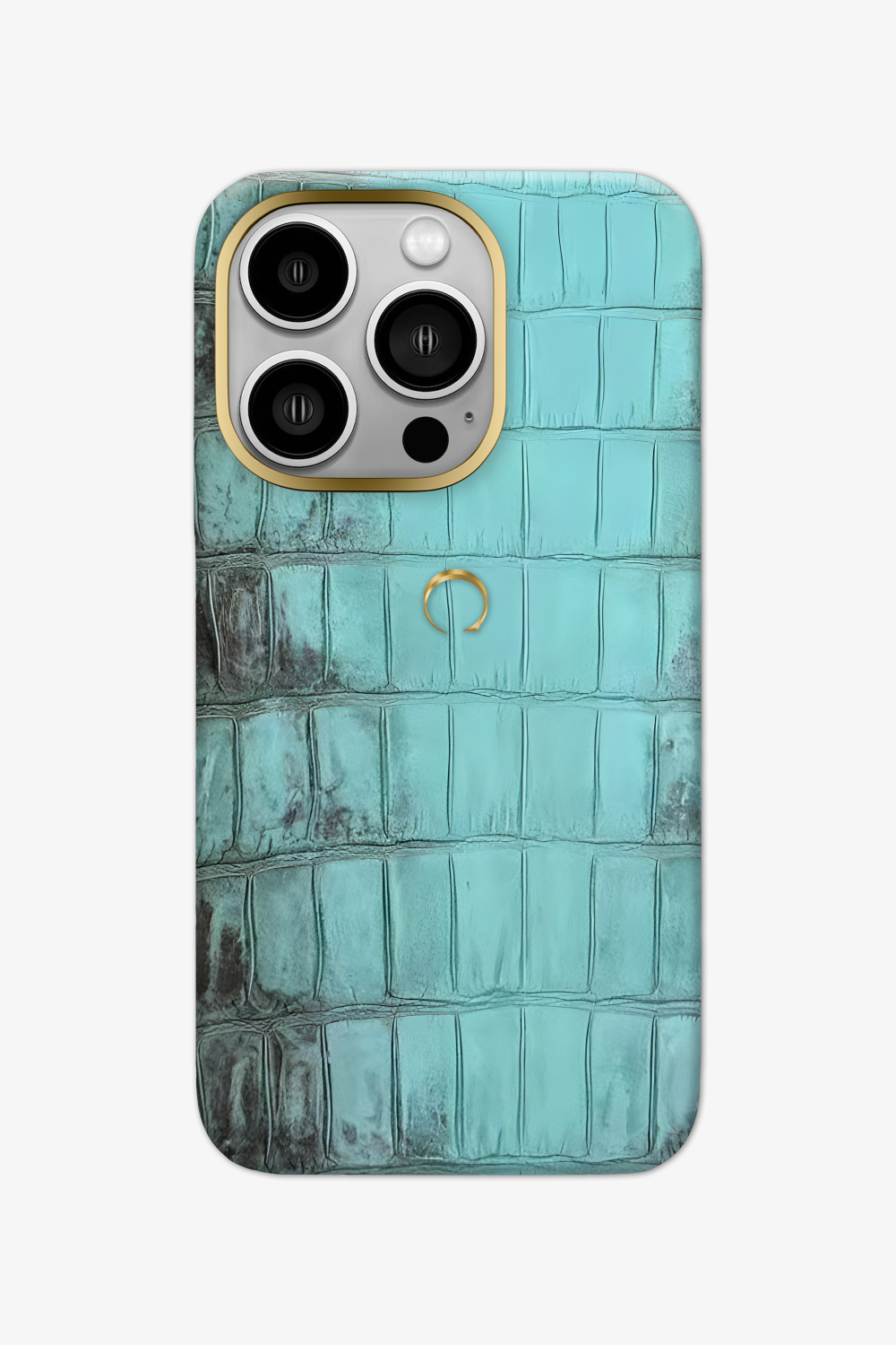 Turquoise Himalayan Alligator Case for iPhone 16 Pro - Gold / Turquoise - zollofrance